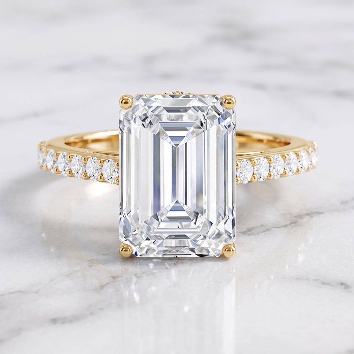 Emerald Cut 5 Carat Lab Grown Diamond Solitaire Engagement Ring IGI Certified Lab - ( E-VS1 ) - Rosec Jewels