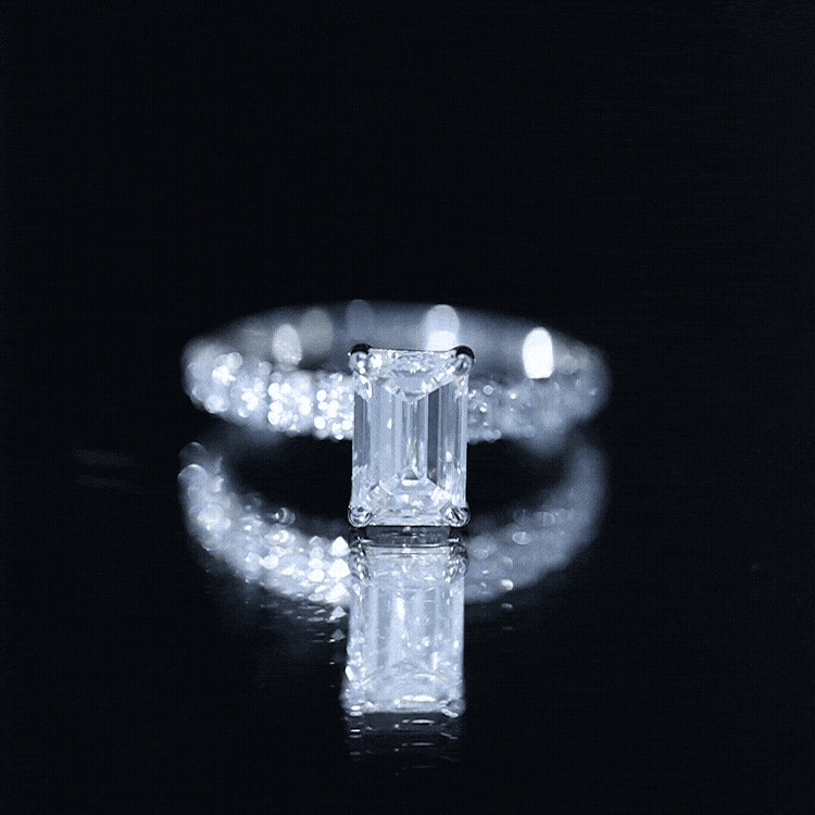 IGI Certified Lab Grown Diamond 2 Carat Emerald Cut Engagement Ring Lab - ( E-VS1 ) - Rosec Jewels