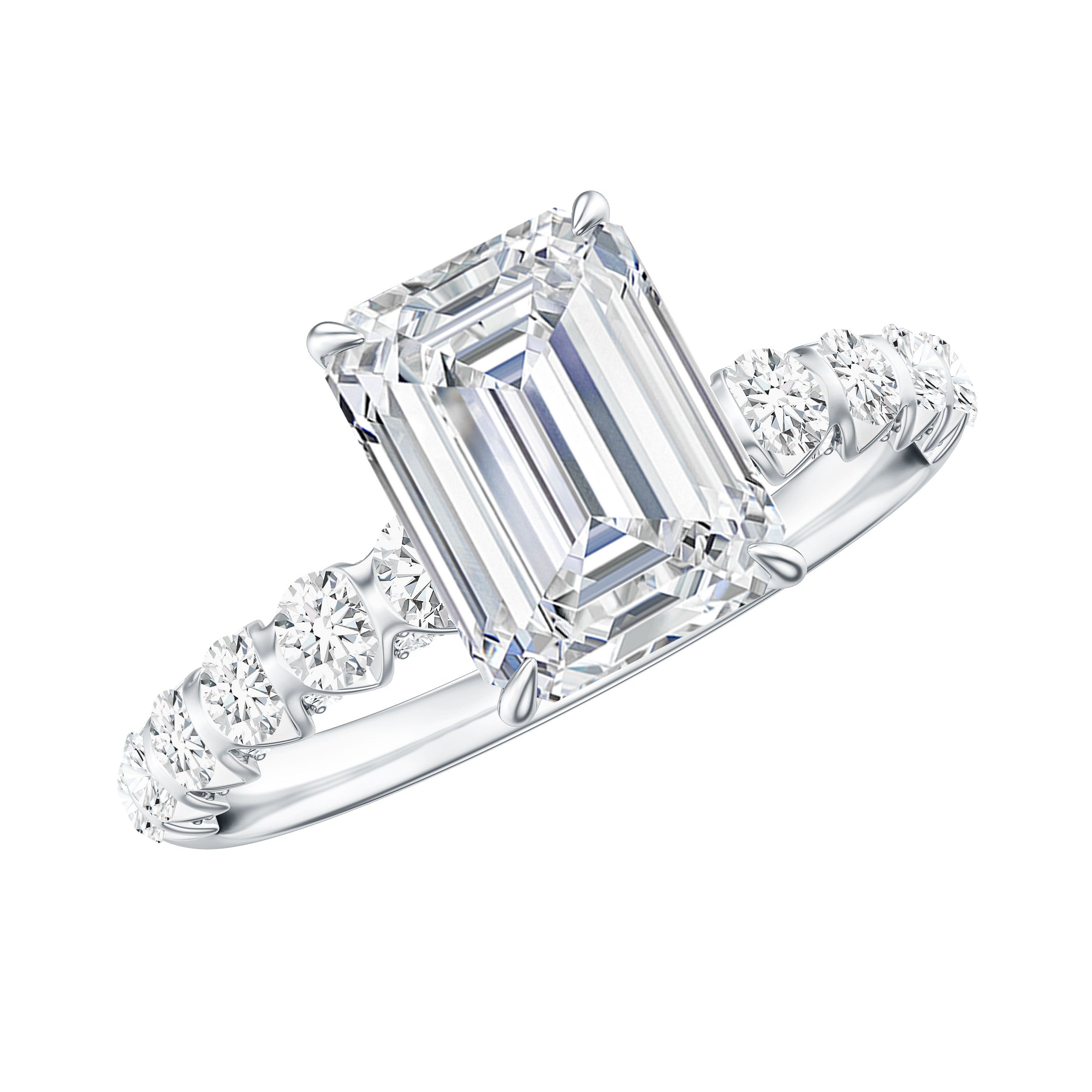 IGI Certified Lab Grown Diamond 2 Carat Emerald Cut Engagement Ring Lab - ( E-VS1 ) - Rosec Jewels