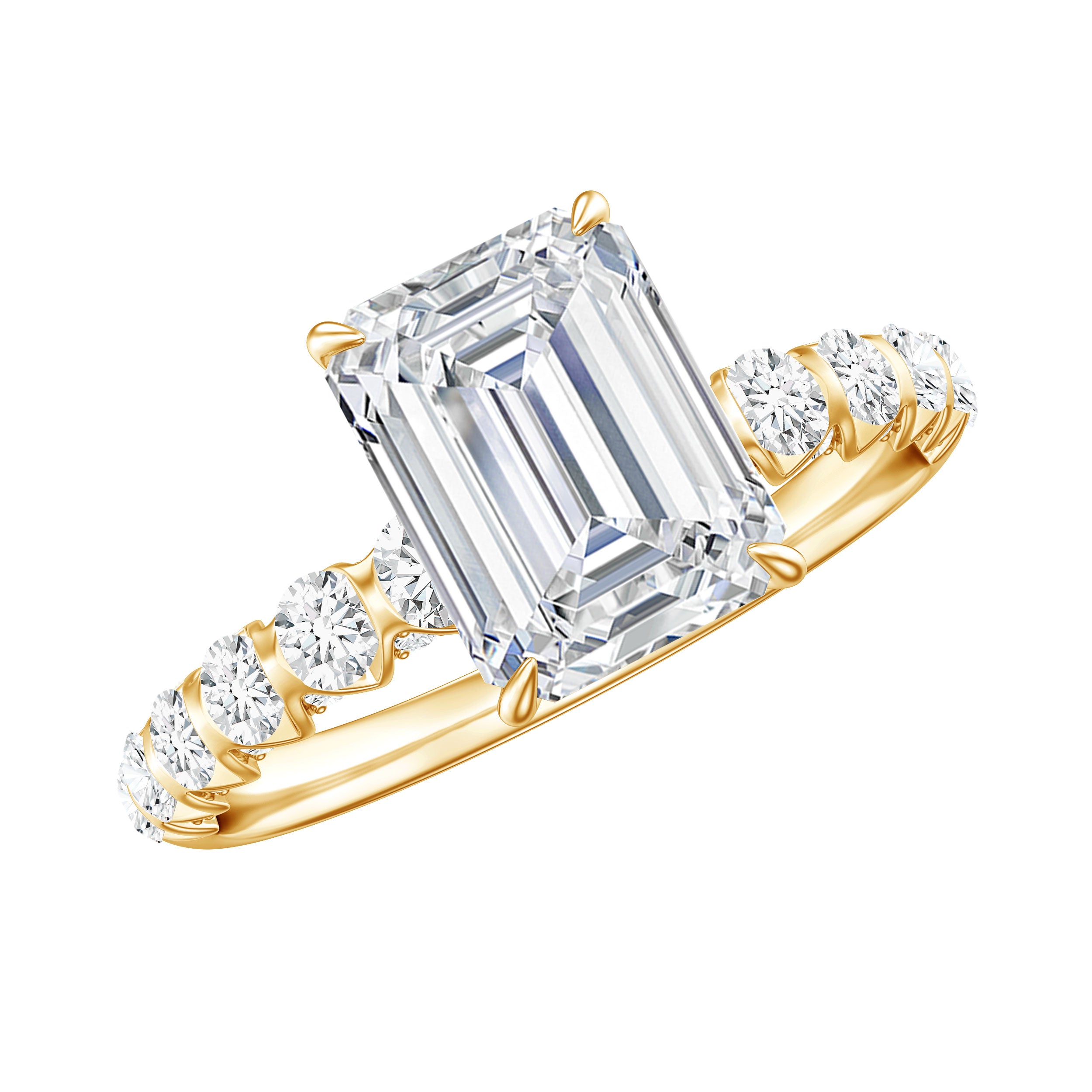 IGI Certified Lab Grown Diamond 2 Carat Emerald Cut Engagement Ring Lab - ( E-VS1 ) - Rosec Jewels
