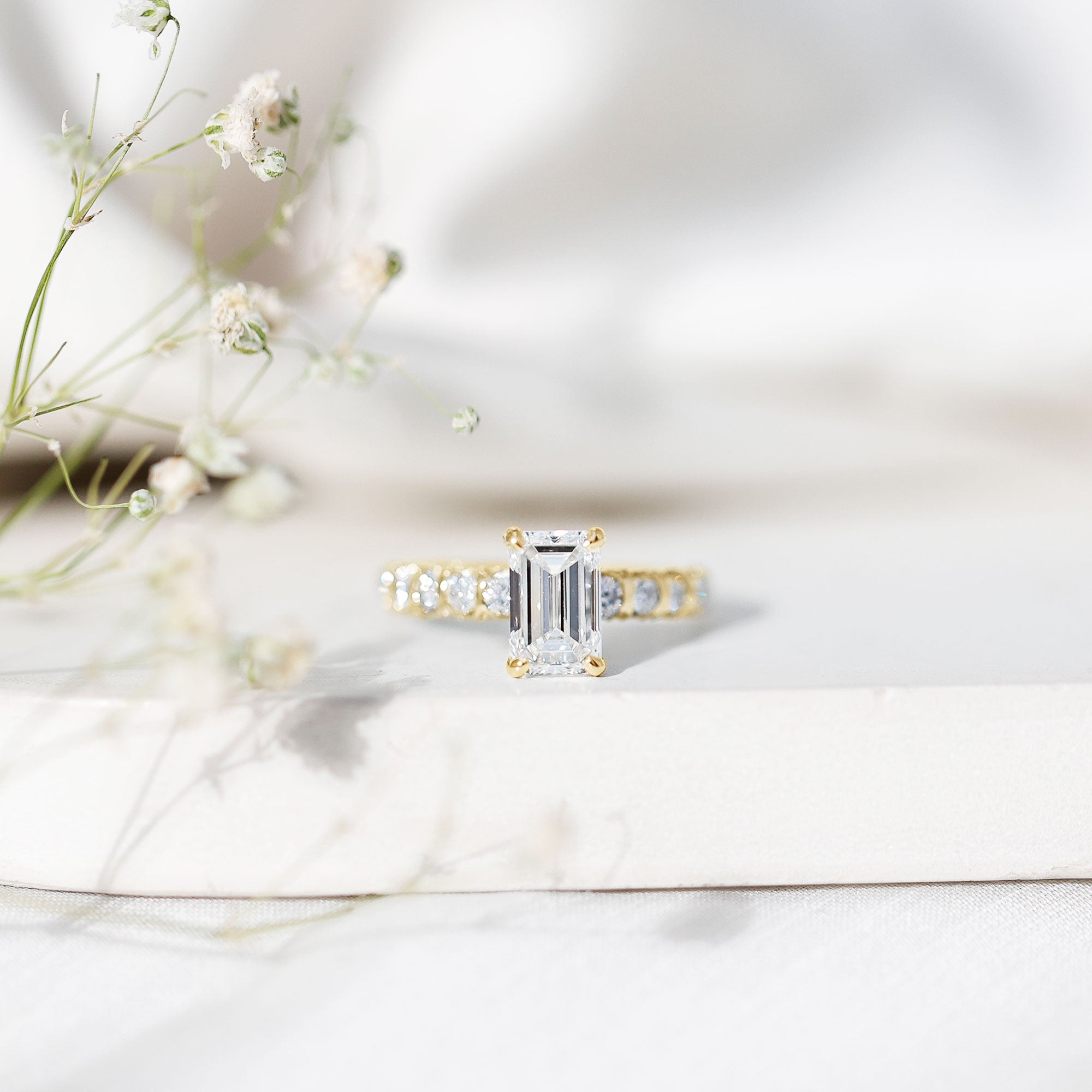 IGI Certified Lab Grown Diamond 2 Carat Emerald Cut Engagement Ring Lab - ( E-VS1 ) - Rosec Jewels