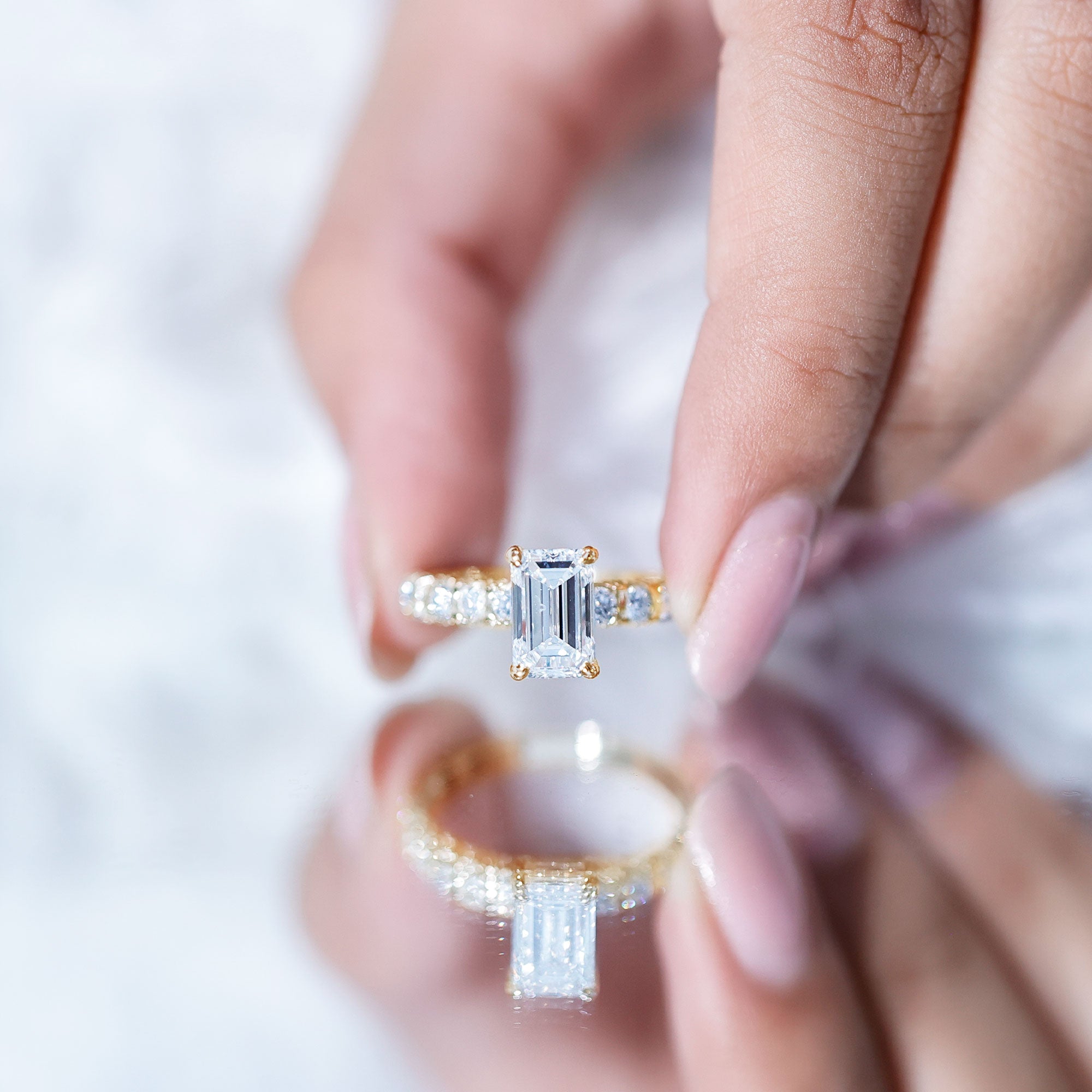 IGI Certified Lab Grown Diamond 2 Carat Emerald Cut Engagement Ring Lab - ( E-VS1 ) - Rosec Jewels