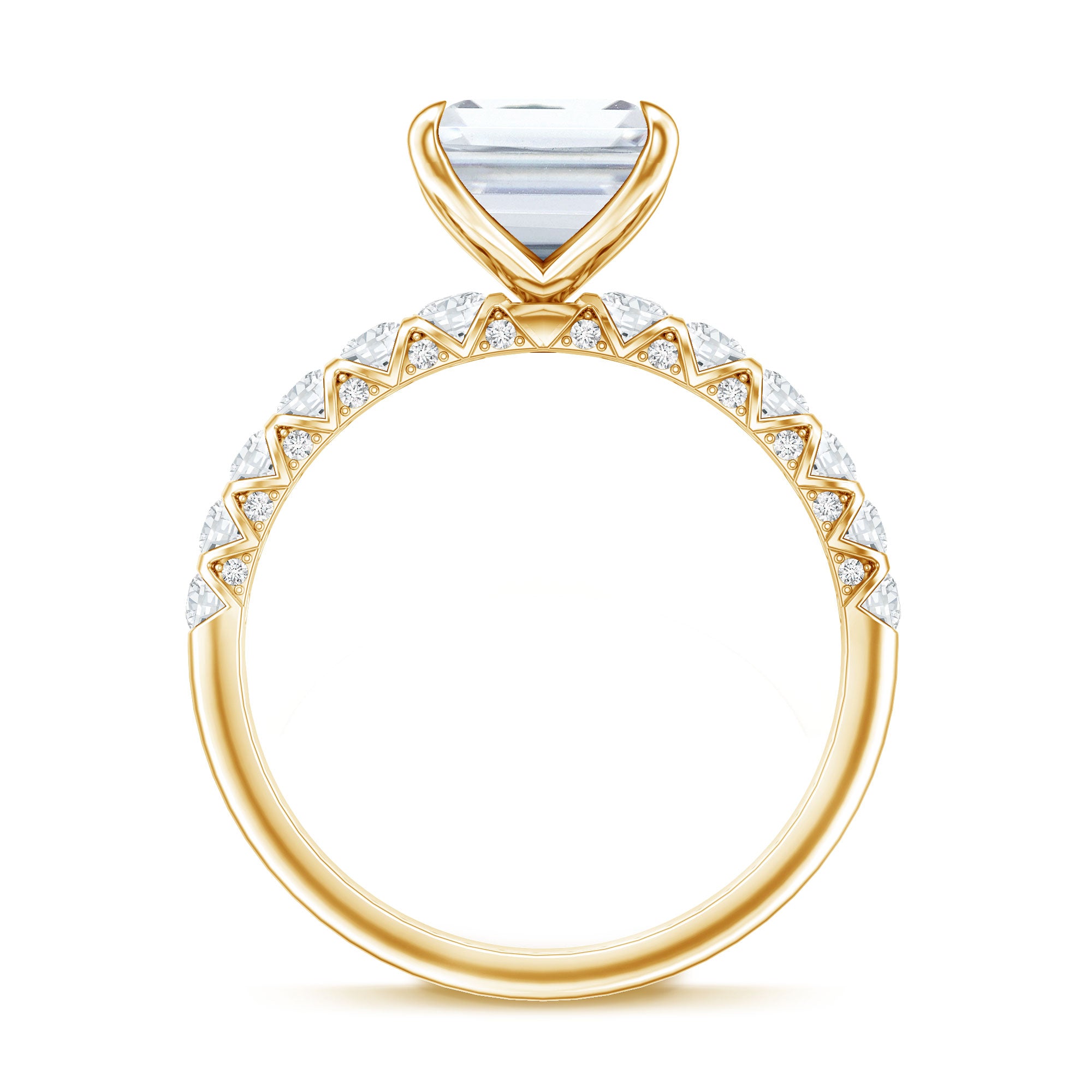 Rosec Jewels-IGI Certified 3 Carat Emerald Cut Lab Grown Diamond Engagement Ring with Side Stones