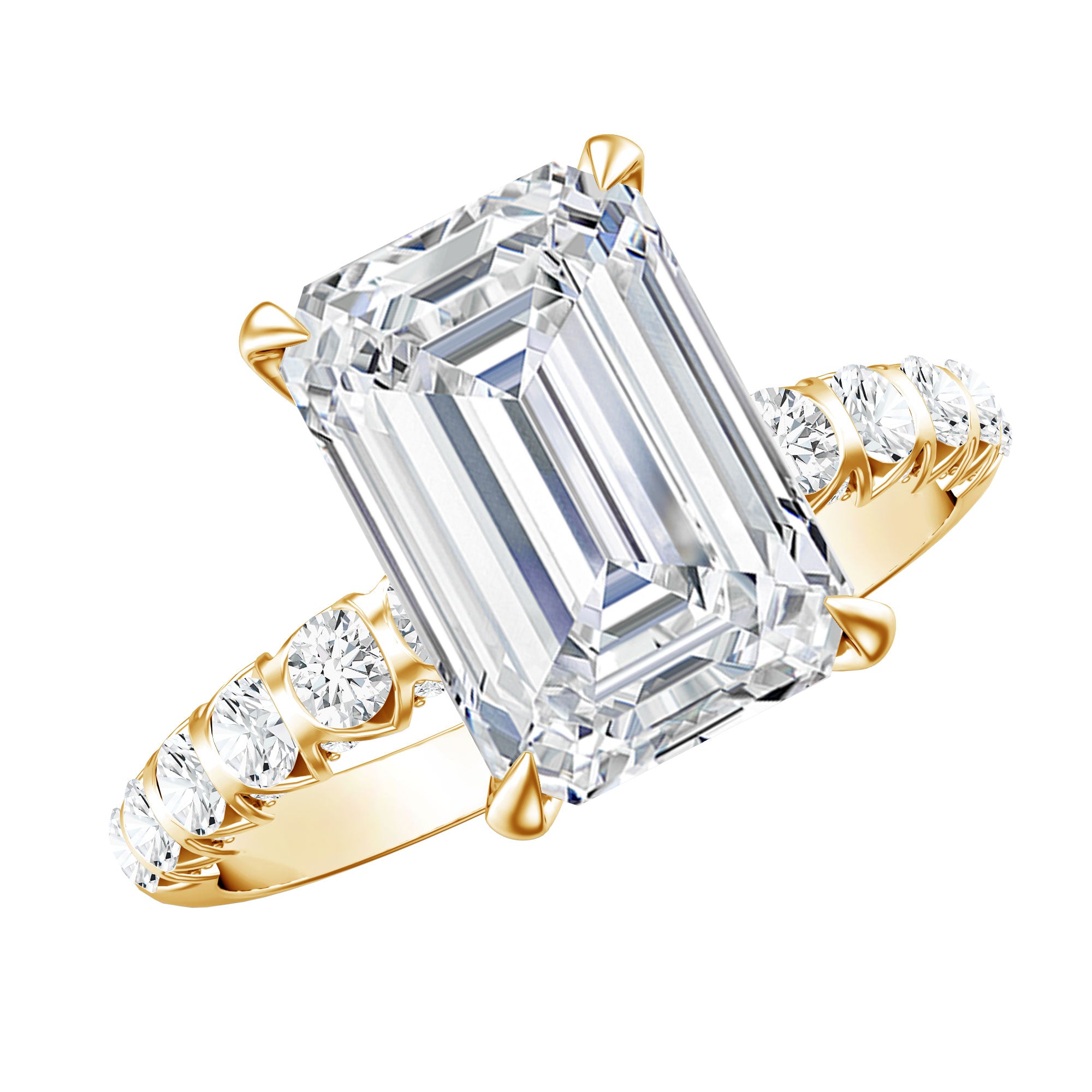 Lab Grown Diamond 4 Carat Emerald Cut Engagement Ring IGI Certified Lab - ( E-VS1 ) - Rosec Jewels