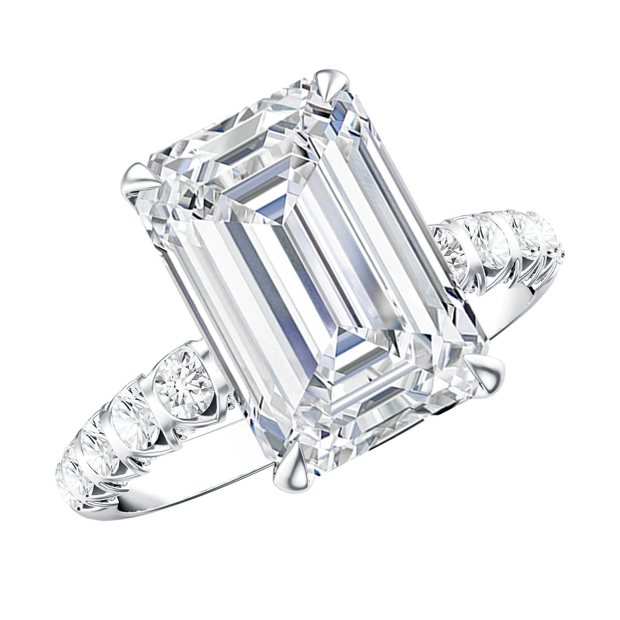 Huge 5 Carat Lab Grown Diamond Emerald Cut Engagement Ring IGI Certificate Lab - ( E-VS1 ) - Rosec Jewels