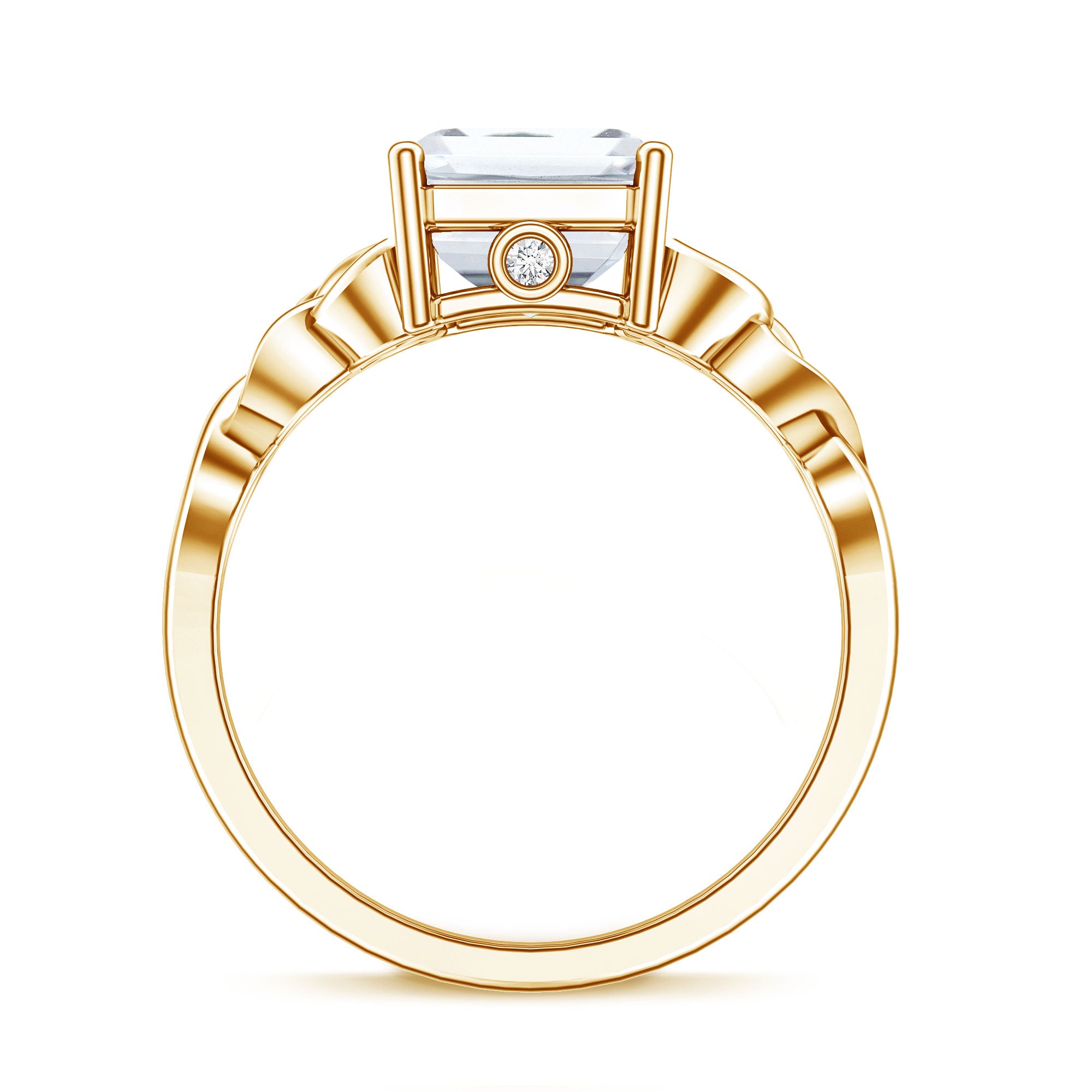 IGI Certified 4 Carat Emerald Cut Lab Grown Diamond Engagement Ring with Celtic Knot Lab - ( E-VS1 ) - Rosec Jewels