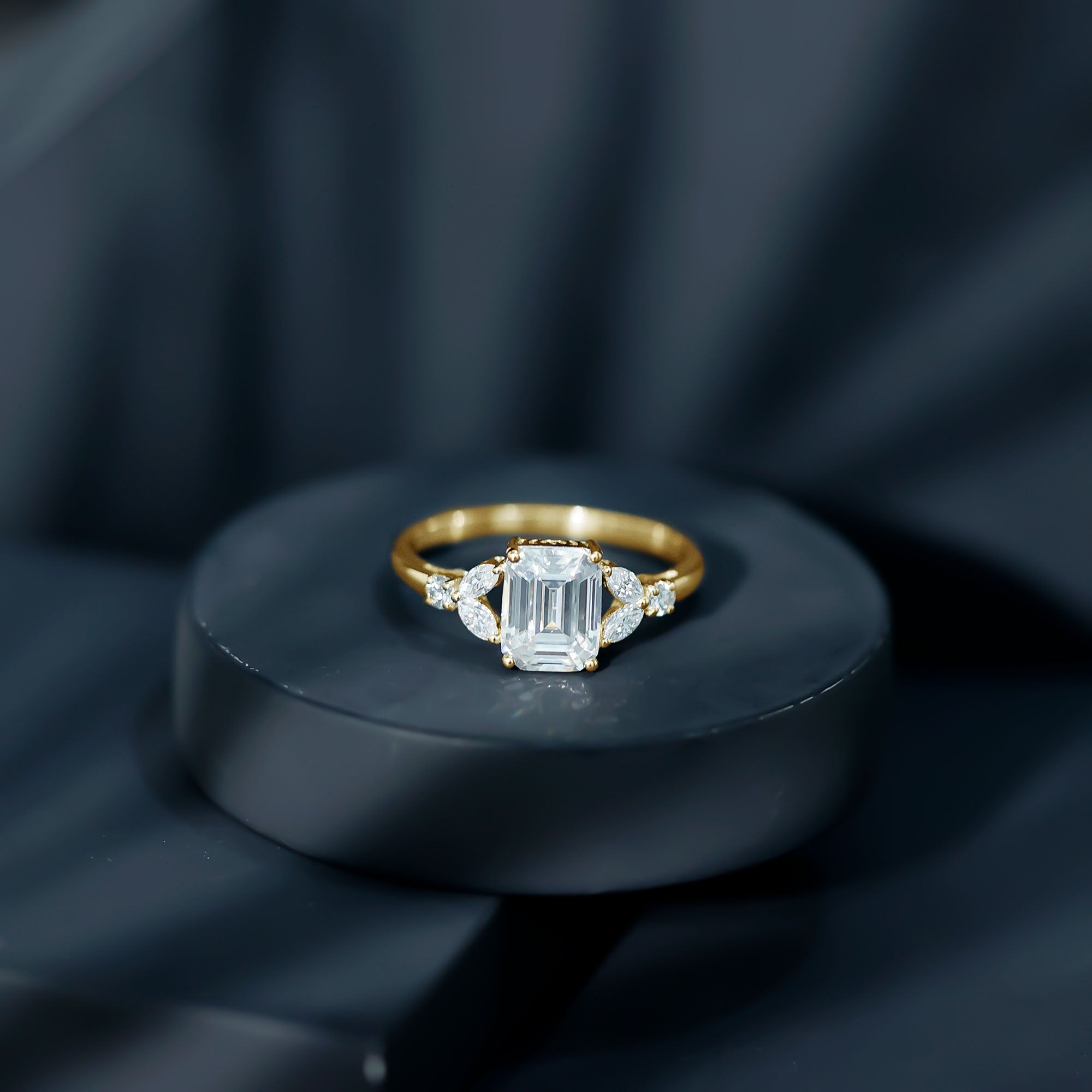 IGI Certified Emerald Cut Lab Grown Diamond Split Shank Engagement Ring 2 Carat Lab - ( E-VS1 ) - Rosec Jewels