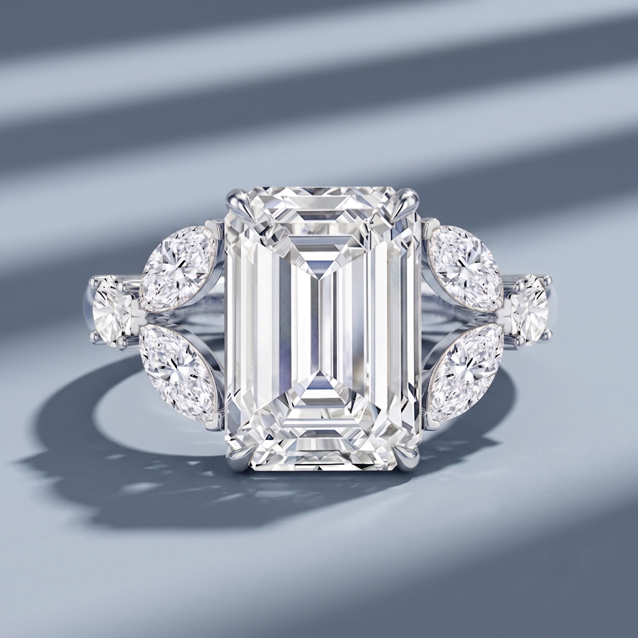 IGI Certified Emerald Cut Lab Grown Diamond Statement Engagement Ring 5 Carat Lab - ( E-VS1 ) - Rosec Jewels