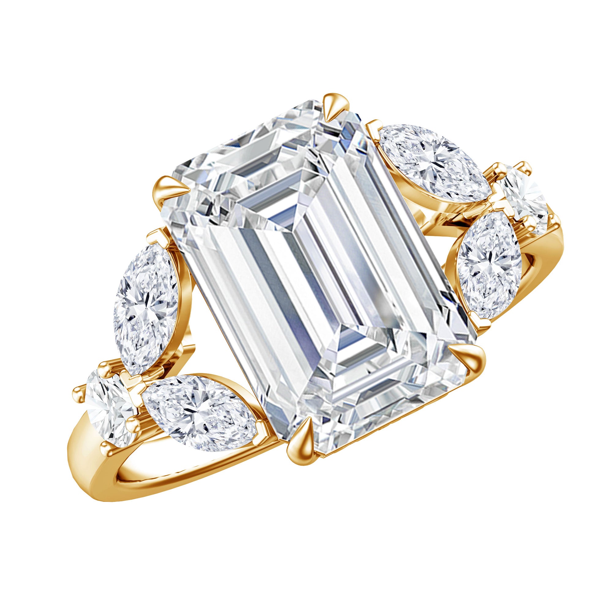 IGI Certified Emerald Cut Lab Grown Diamond Statement Engagement Ring 5 Carat Lab - ( E-VS1 ) - Rosec Jewels