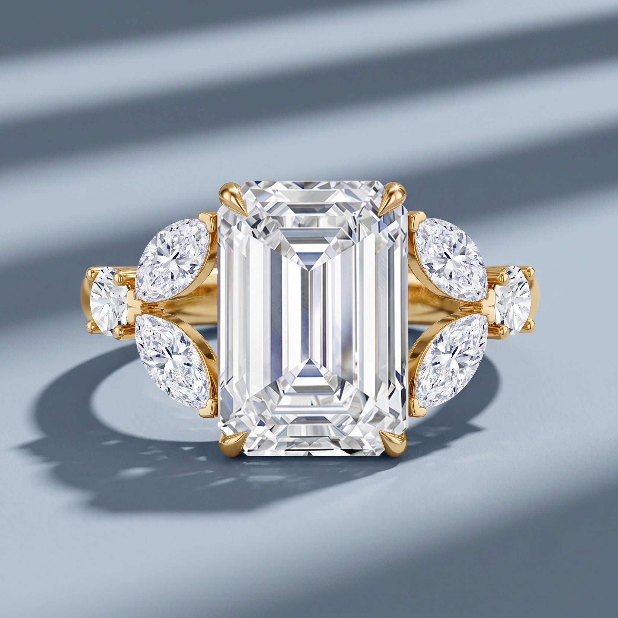 IGI Certified Emerald Cut Lab Grown Diamond Statement Engagement Ring 5 Carat Lab - ( E-VS1 ) - Rosec Jewels