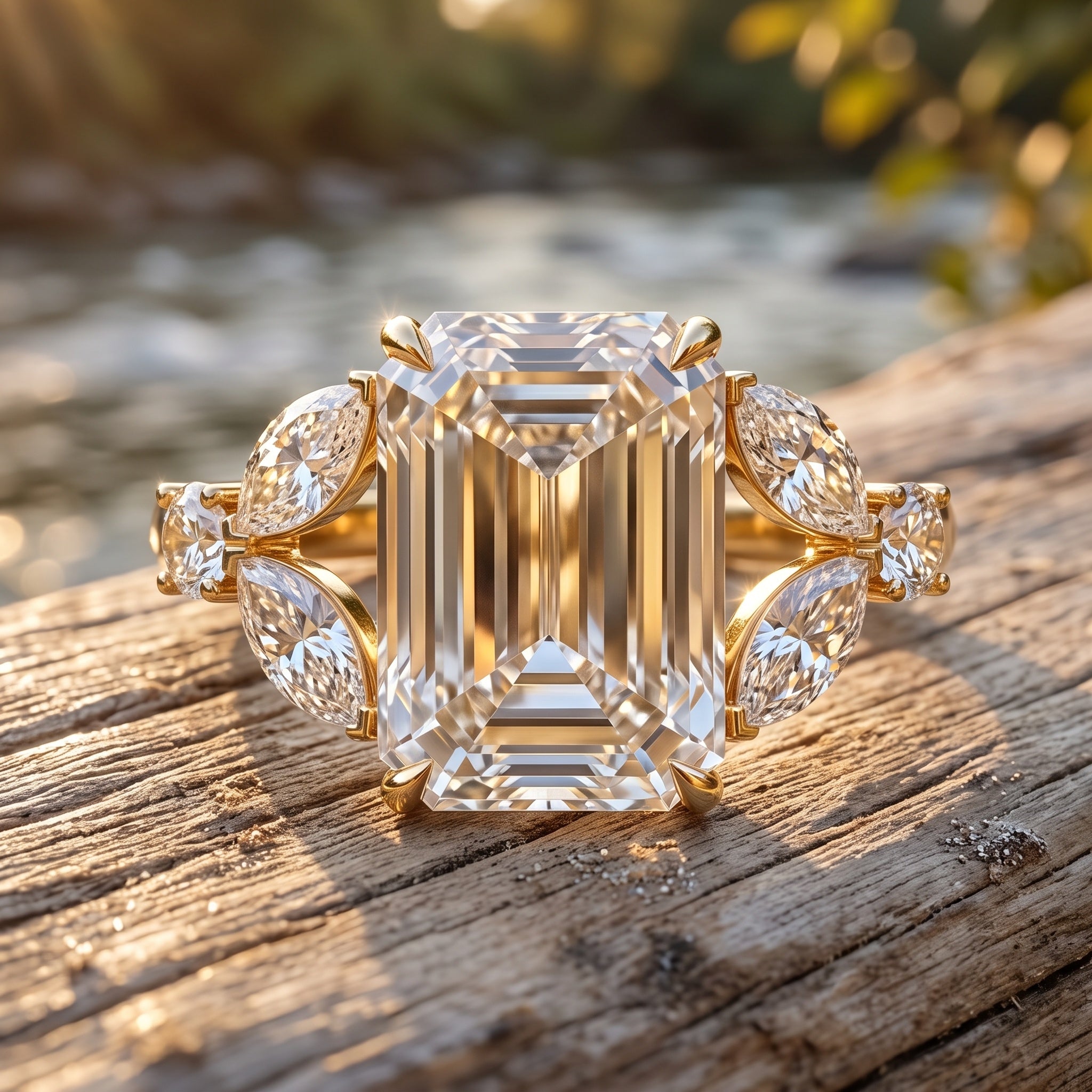 IGI Certified Emerald Cut Lab Grown Diamond Statement Engagement Ring 5 Carat Lab - ( E-VS1 ) - Rosec Jewels