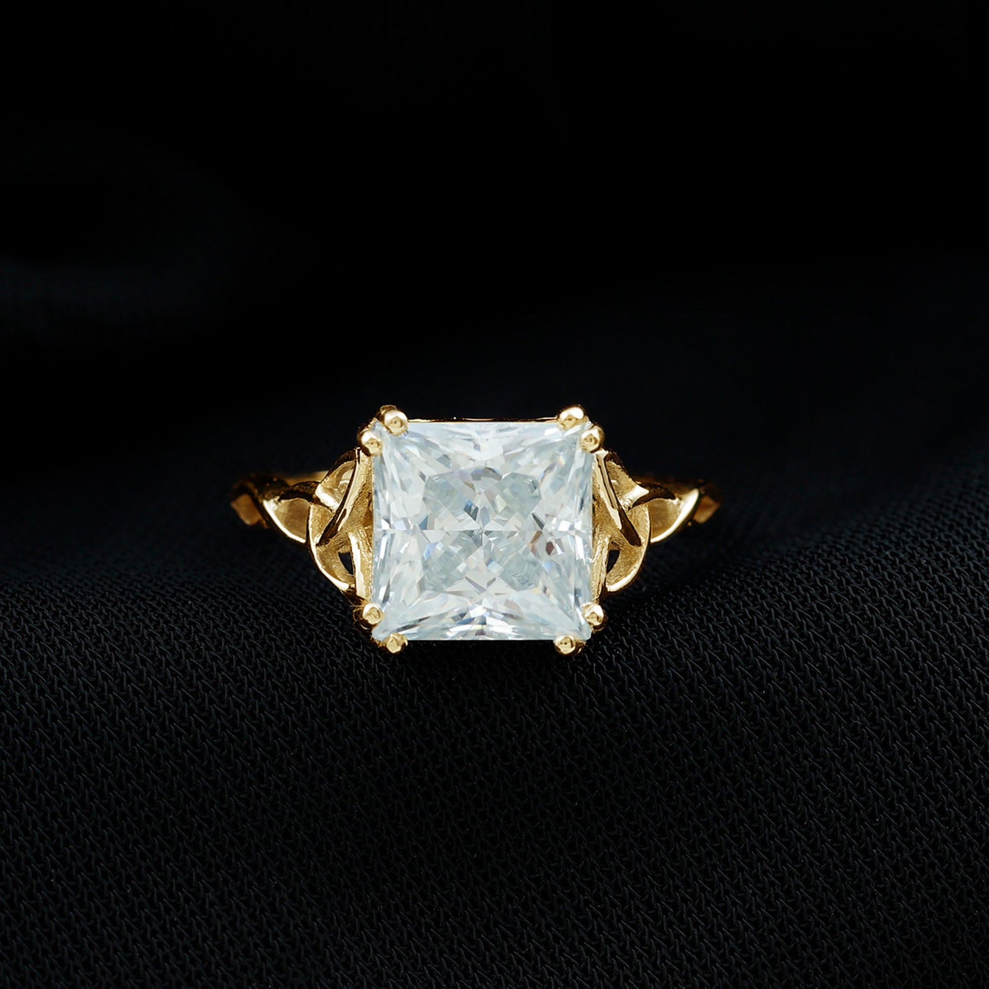 Solitaire 4 Carat Princess Cut Lab Grown Diamond Knot Engagement Ring IGI Certified Lab - ( E-VS1 ) - Rosec Jewels