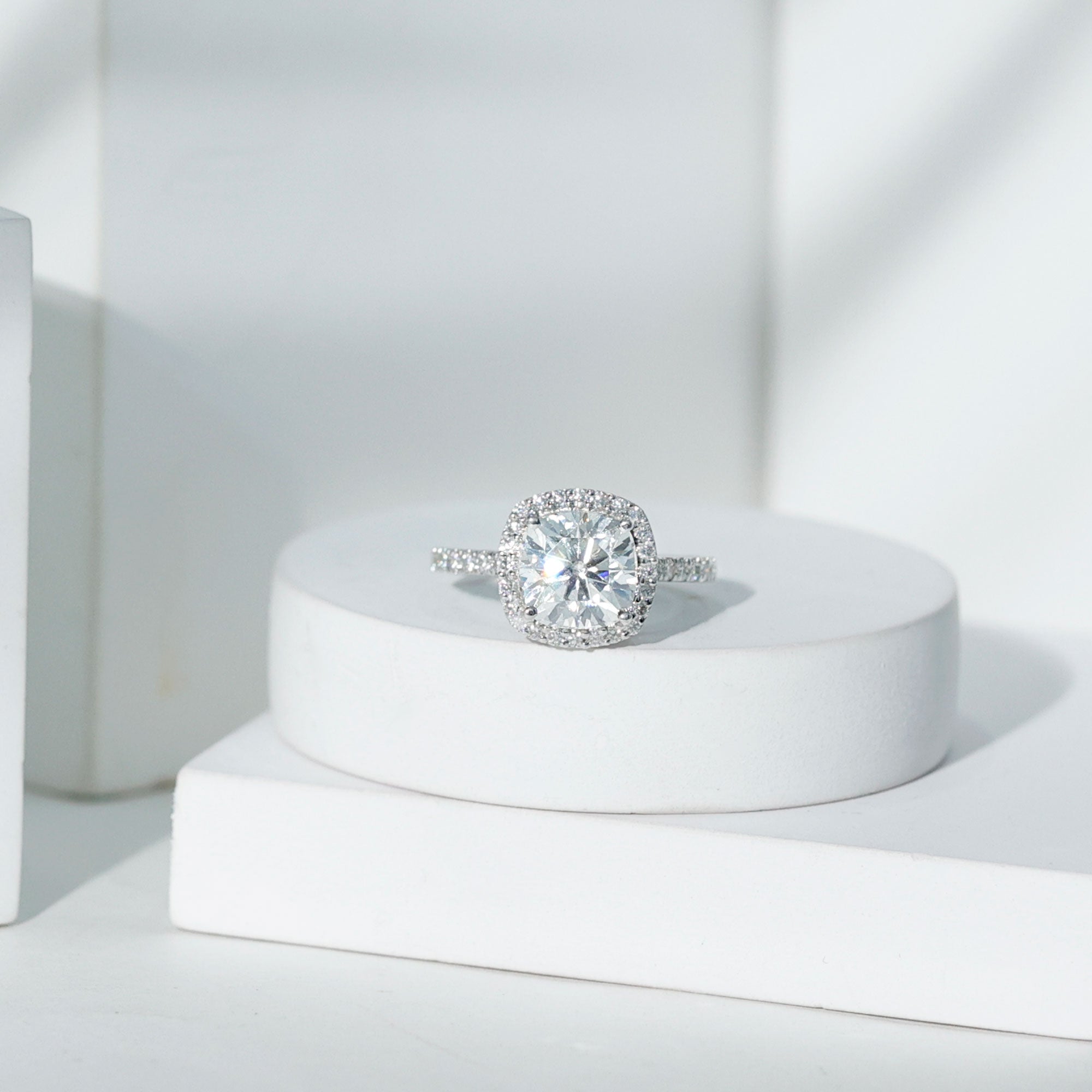 Rosec Jewels-IGI Certified 4 Carat Cushion Cut Lab Created Diamond Halo Engagement Ring