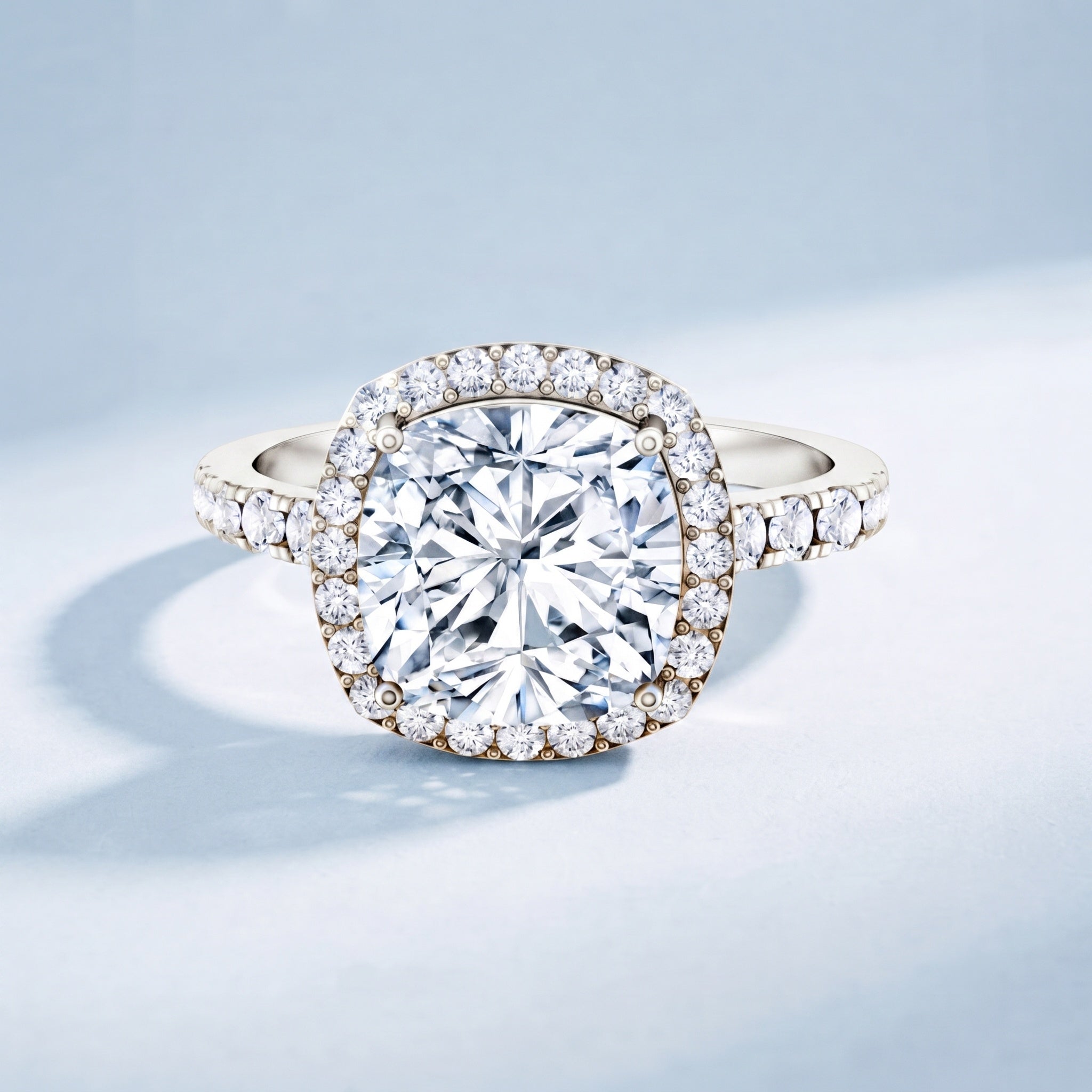 IGI Certified 2 Carat Cushion Cut Lab Grown Diamond Halo Engagement Ring Lab - ( E-VS1 ) - Rosec Jewels
