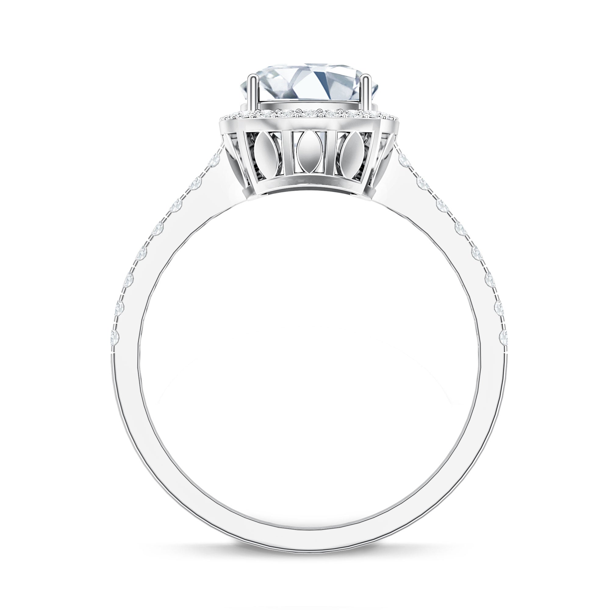 IGI Certified 2 Carat Cushion Cut Lab Grown Diamond Halo Engagement Ring Lab - ( E-VS1 ) - Rosec Jewels