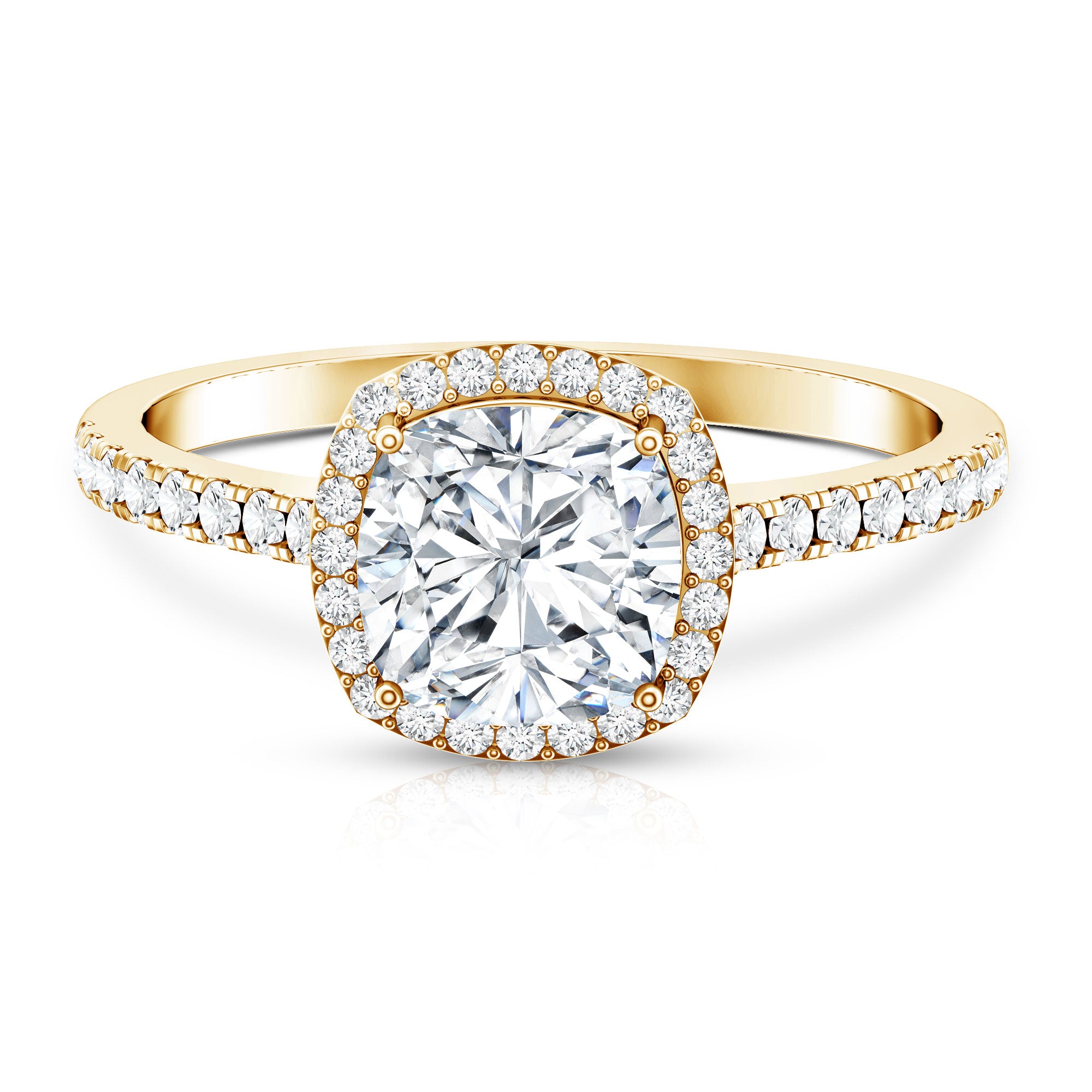 IGI Certified 2 Carat Cushion Cut Lab Grown Diamond Halo Engagement Ring Lab - ( E-VS1 ) - Rosec Jewels