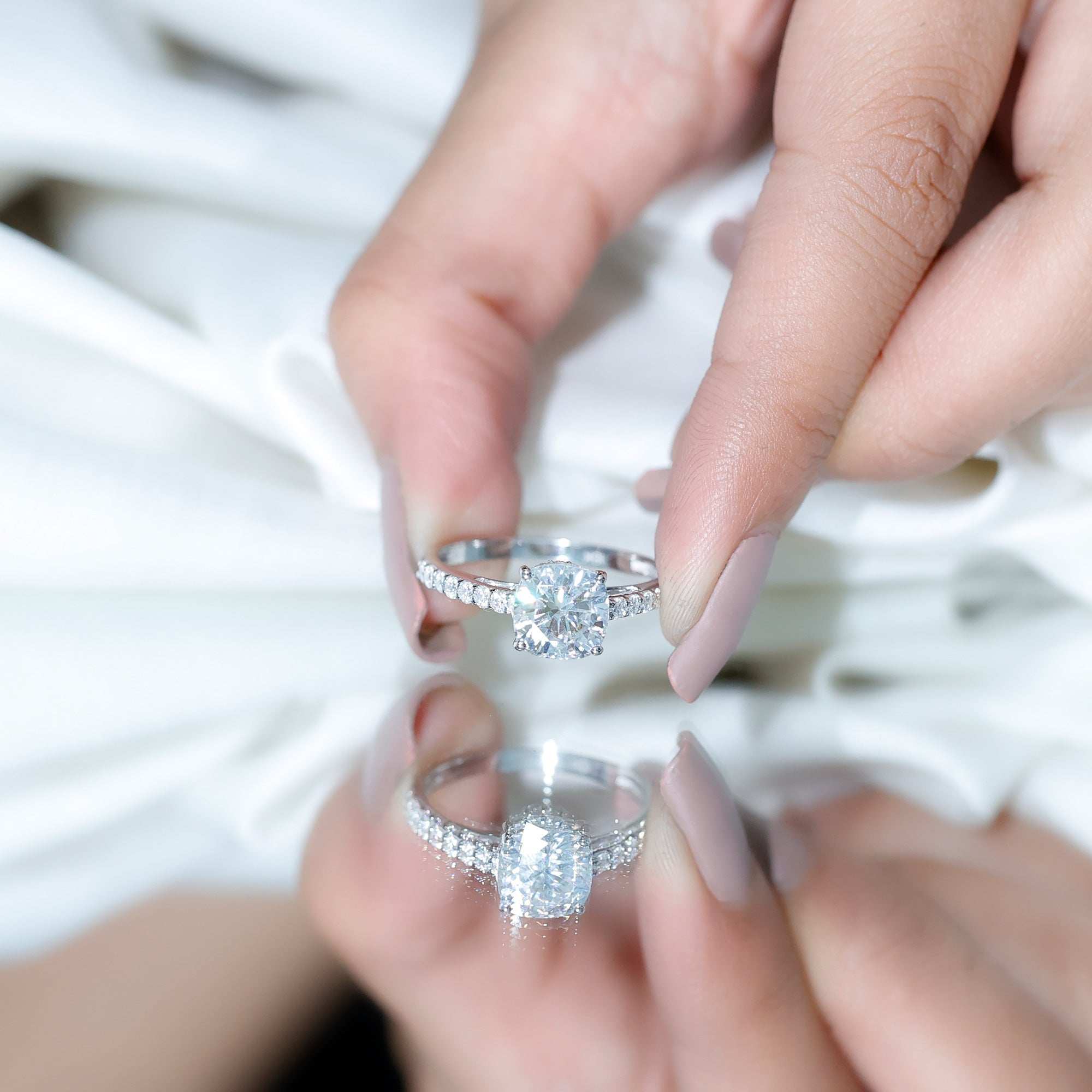 3 Carat Cushion Cut Lab Diamond Solitaire Engagement Ring IGI Certified Lab - ( E-VS1 ) - Rosec Jewels