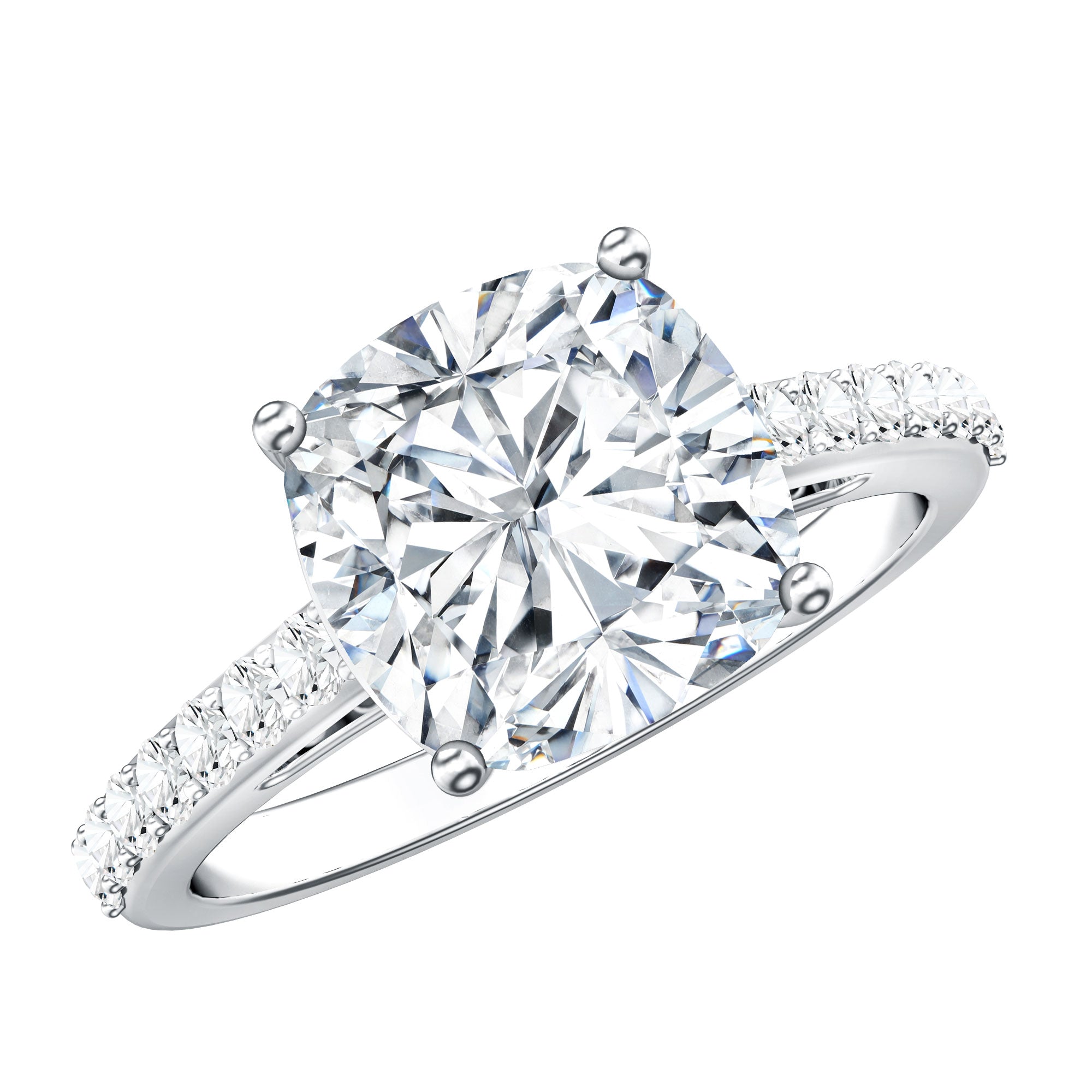 IGI Certified 4 Carat Lab Grown Cushion Diamond Engagement Ring with Hidden Halo Lab - ( E-VS1 ) - Rosec Jewels