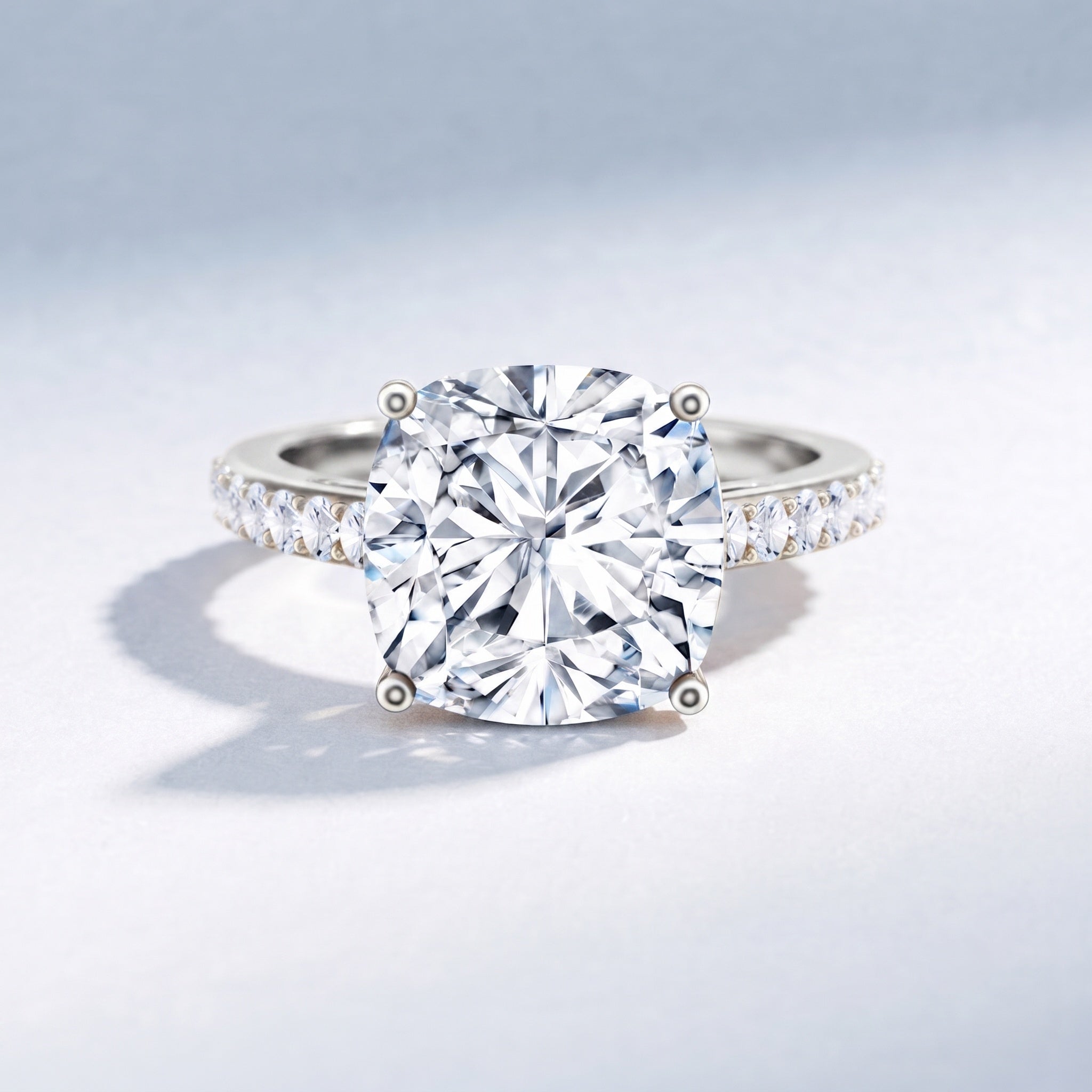 IGI Certified 4 Carat Lab Grown Cushion Diamond Engagement Ring with Hidden Halo Lab - ( E-VS1 ) - Rosec Jewels