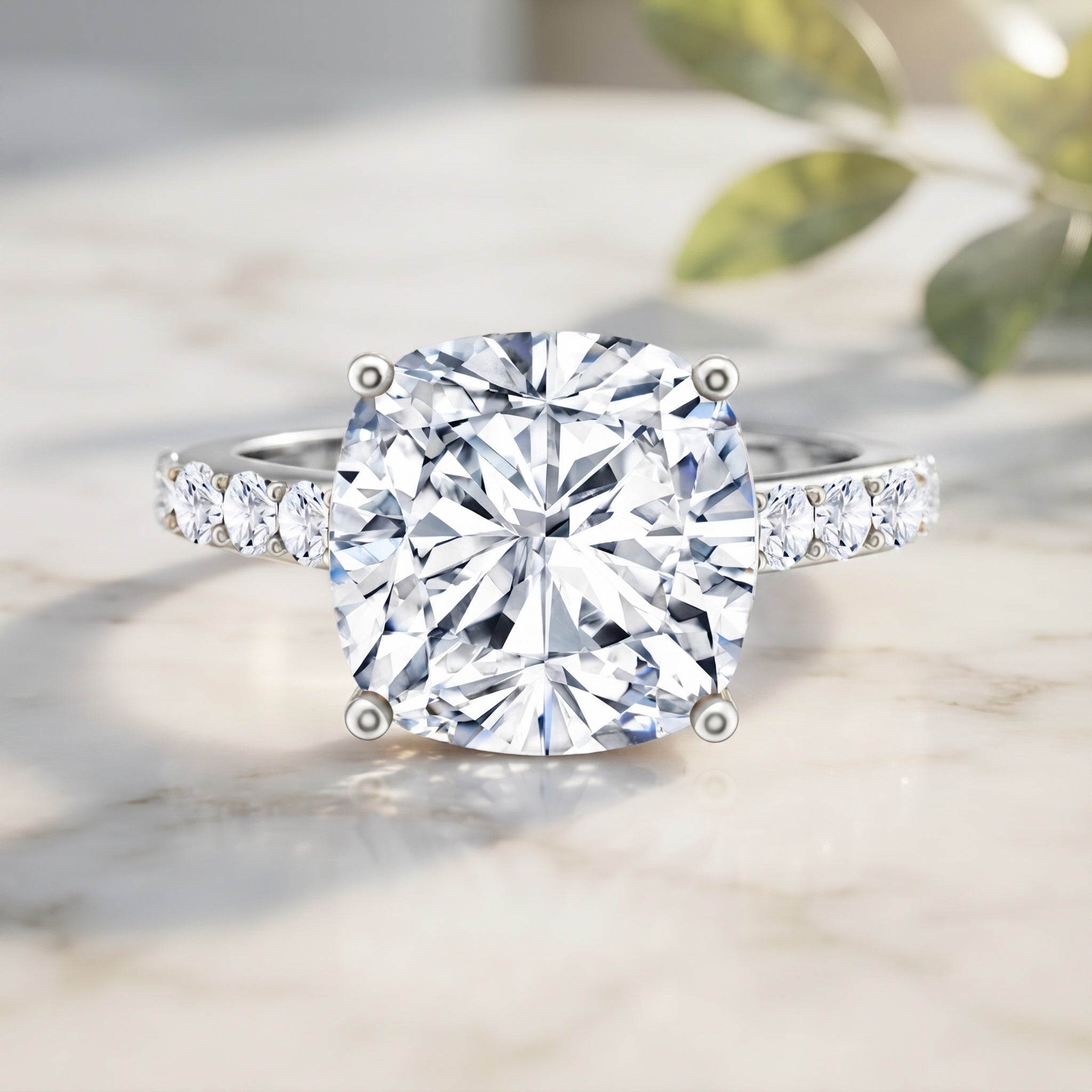 IGI Certified 4 Carat Lab Grown Cushion Diamond Engagement Ring with Hidden Halo Lab - ( E-VS1 ) - Rosec Jewels