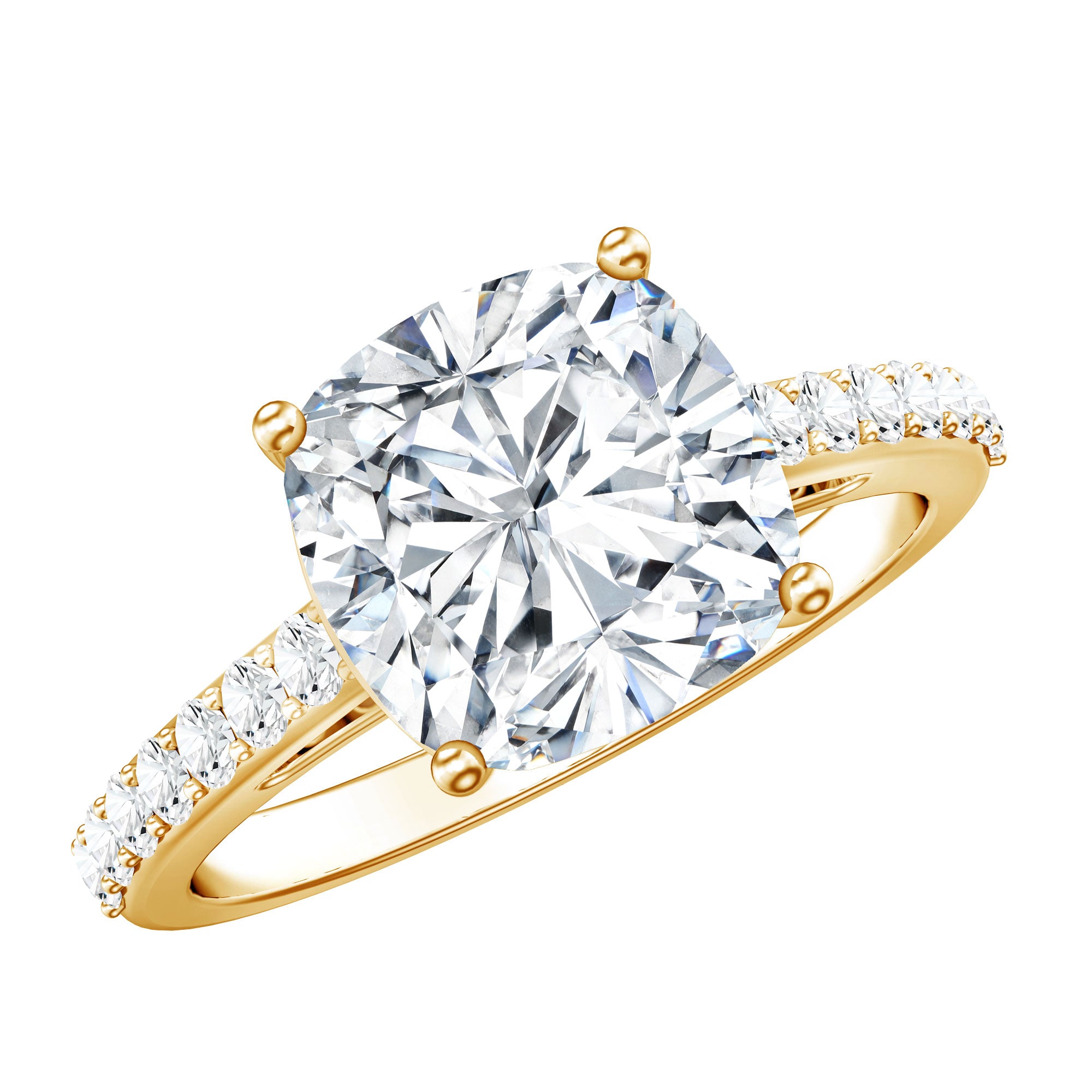 IGI Certified 4 Carat Lab Grown Cushion Diamond Engagement Ring with Hidden Halo Lab - ( E-VS1 ) - Rosec Jewels