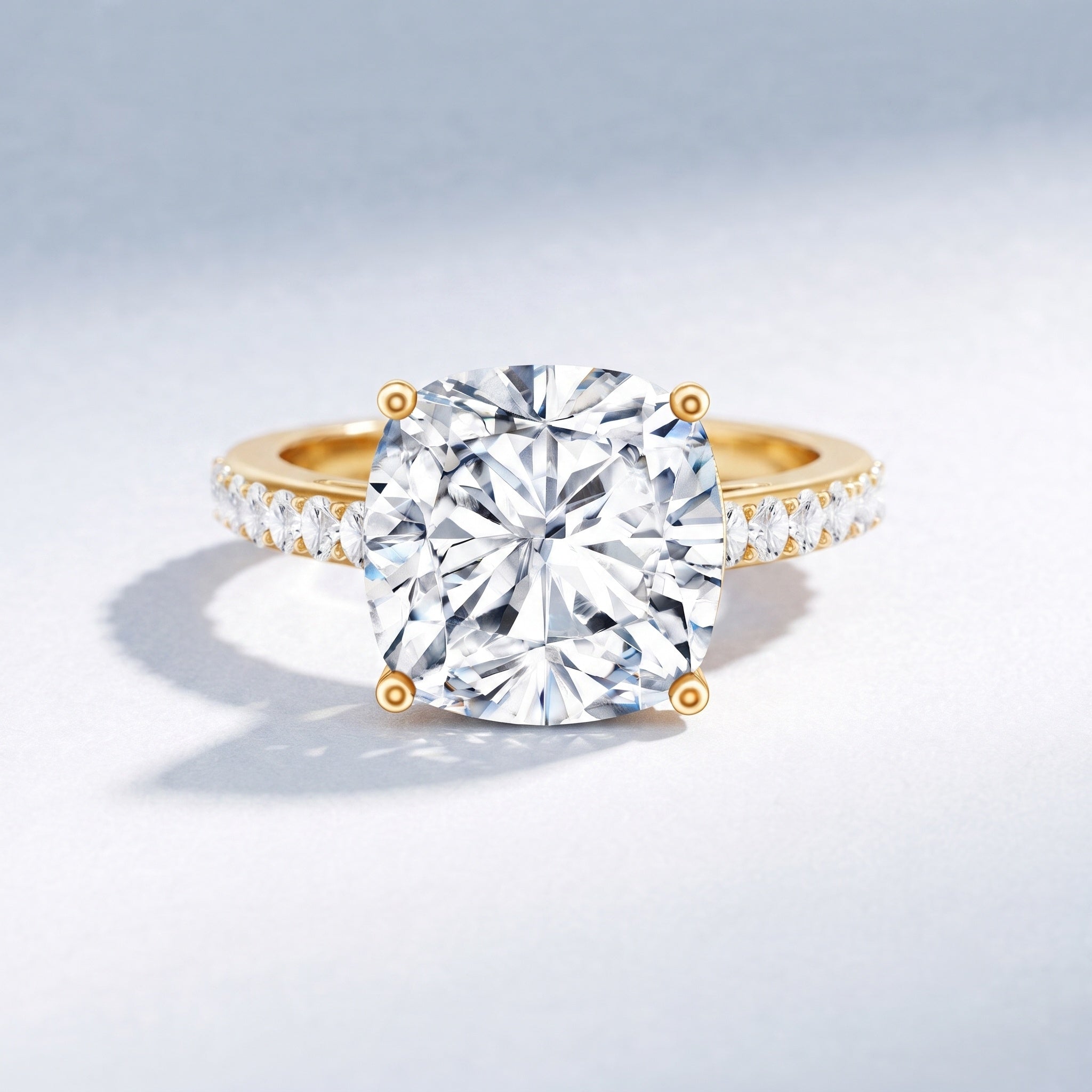 IGI Certified 4 Carat Lab Grown Cushion Diamond Engagement Ring with Hidden Halo Lab - ( E-VS1 ) - Rosec Jewels