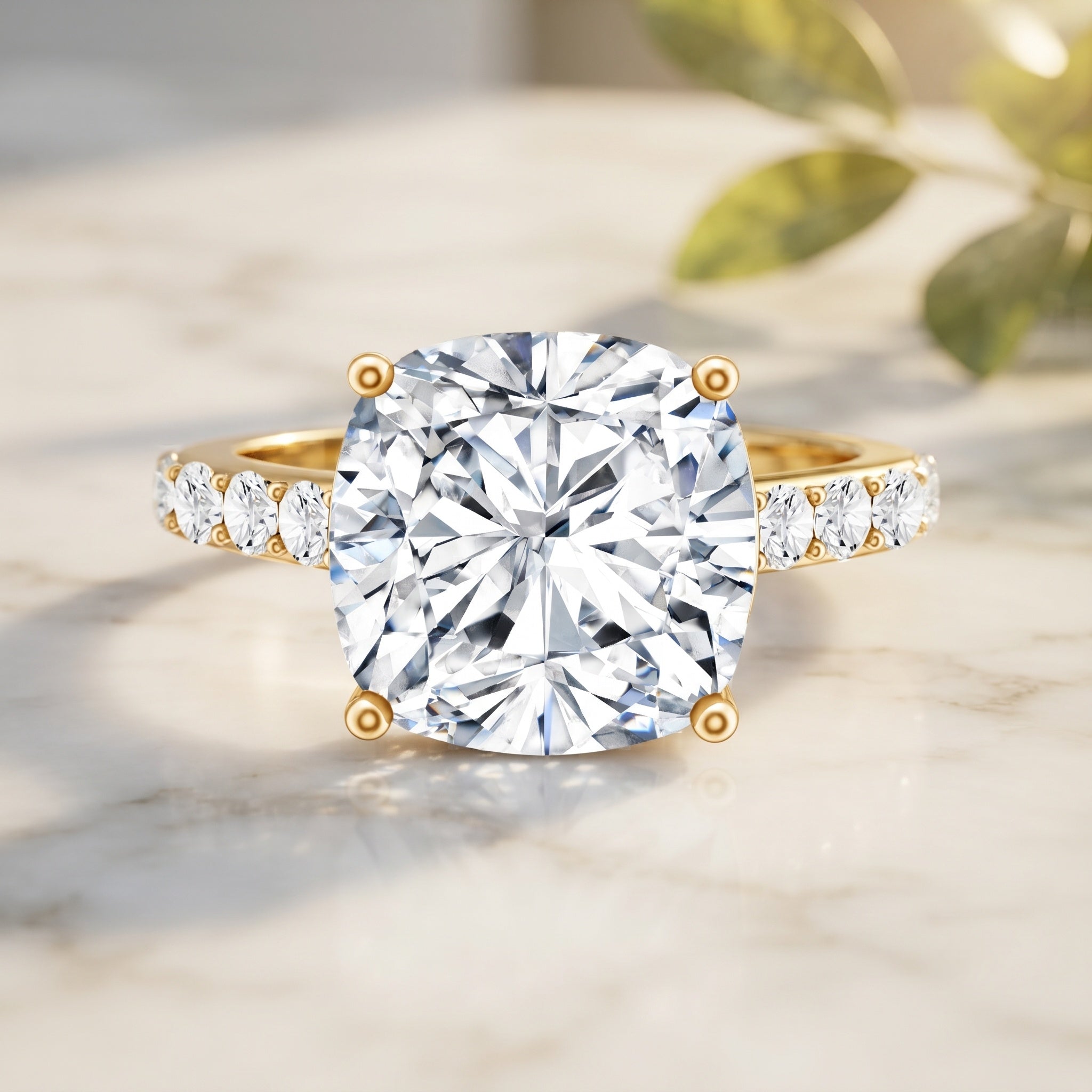 IGI Certified 4 Carat Lab Grown Cushion Diamond Engagement Ring with Hidden Halo Lab - ( E-VS1 ) - Rosec Jewels