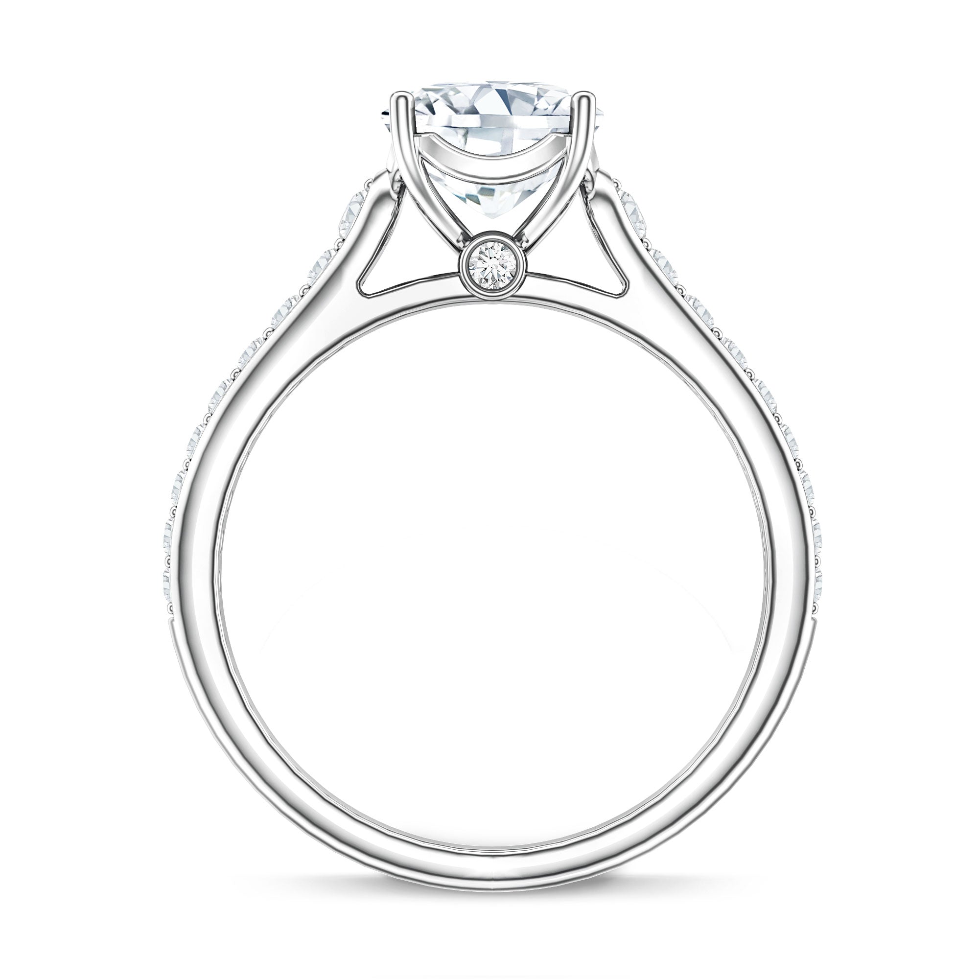 Cushion Cut 2 Carat Lab Grown Diamond Side Stone Engagement Ring IGI Certified Lab - ( E-VS1 ) - Rosec Jewels