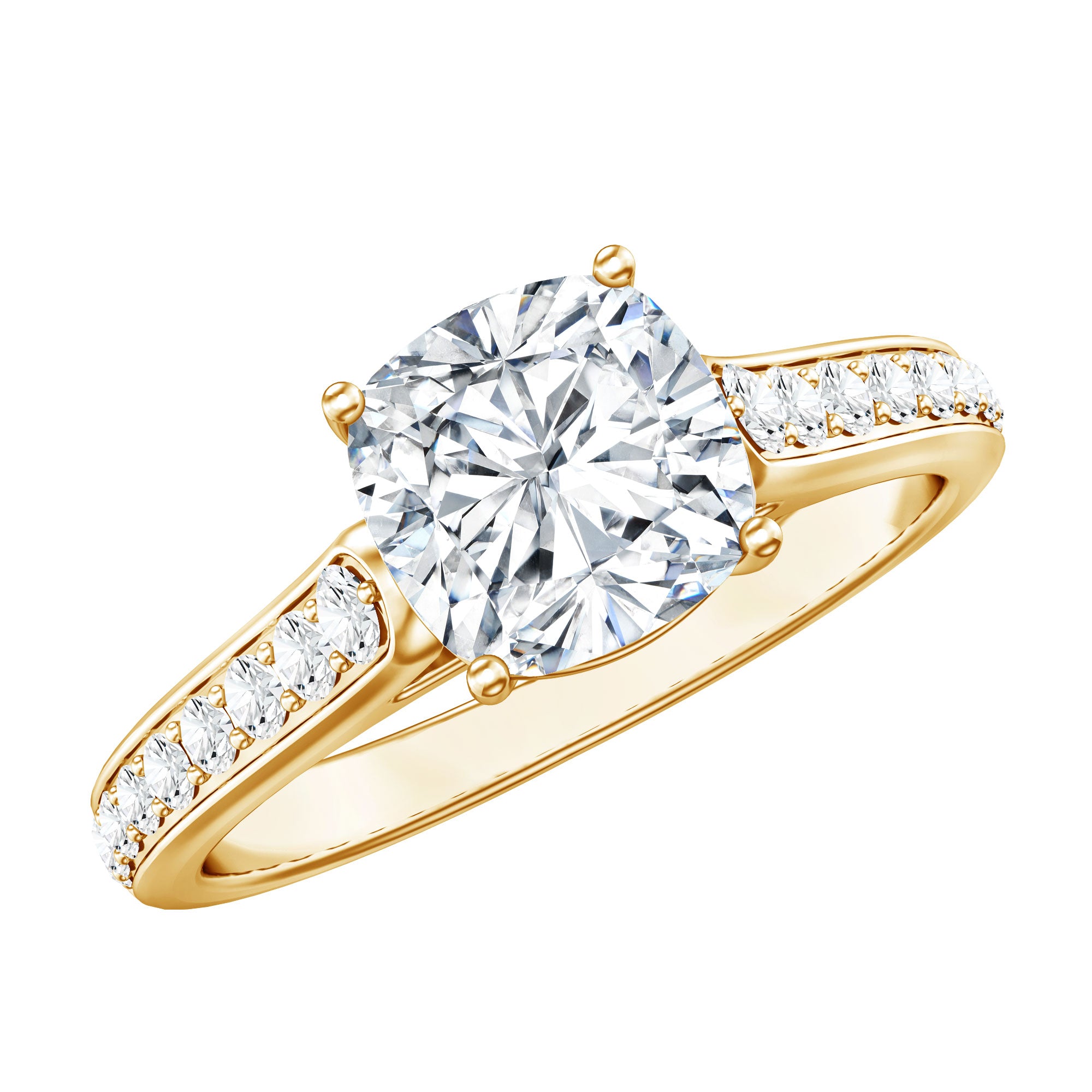 Cushion Cut 2 Carat Lab Grown Diamond Side Stone Engagement Ring IGI Certified Lab - ( E-VS1 ) - Rosec Jewels