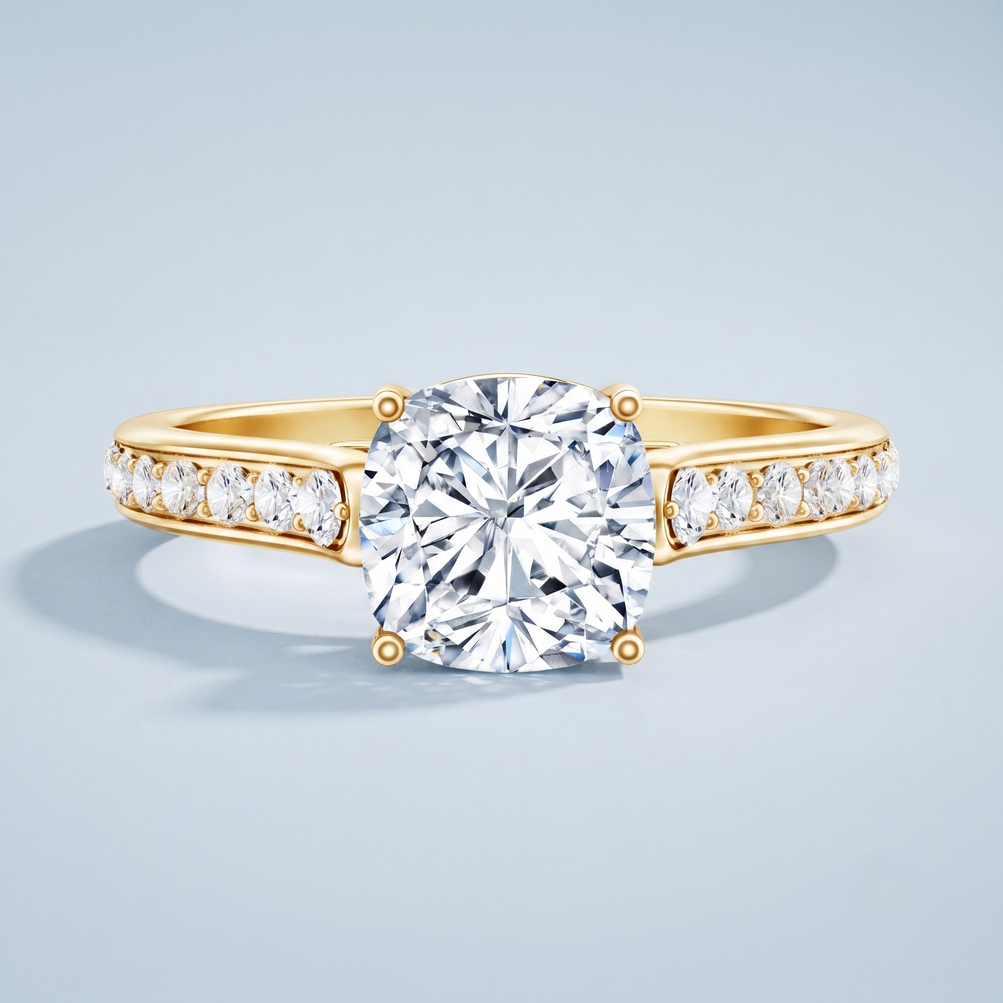 Cushion Cut 2 Carat Lab Grown Diamond Side Stone Engagement Ring IGI Certified Lab - ( E-VS1 ) - Rosec Jewels