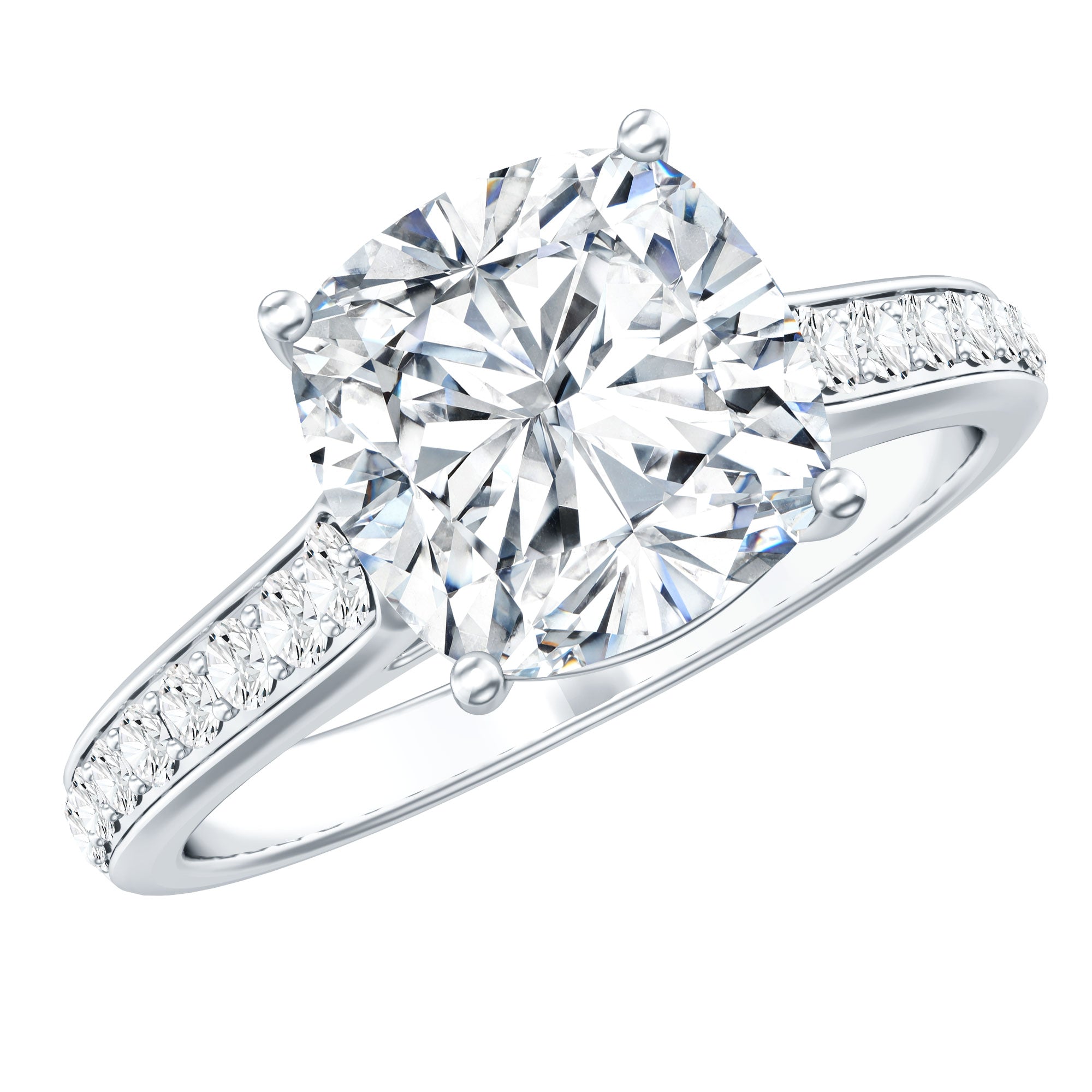 Rosec Jewels-IGI Certified Cushion Cut 3 Carat Lab Grown Diamond Cathedral Engagement Ring