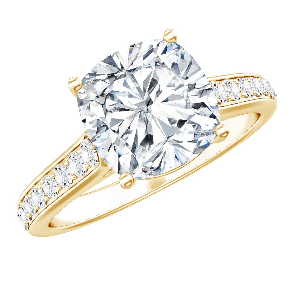 IGI Certified Cushion Cut 3 Carat Lab Grown Diamond Cathedral Engagement Ring Lab - ( E-VS1 ) - Rosec Jewels