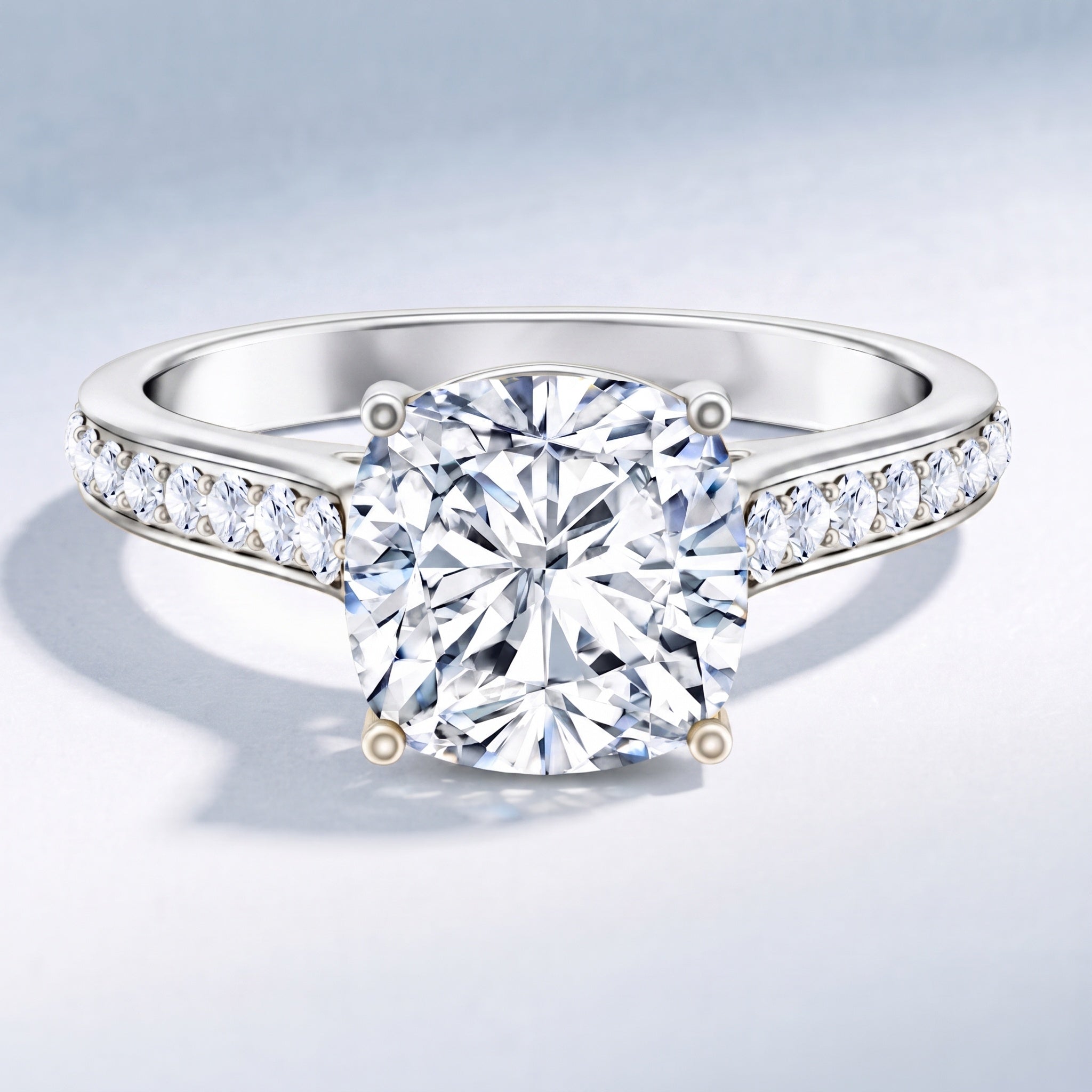 4 Carat Engagement Ring with IGI Certified Cushion Cut Lab Grown Diamond Lab - ( E-VS1 ) - Rosec Jewels