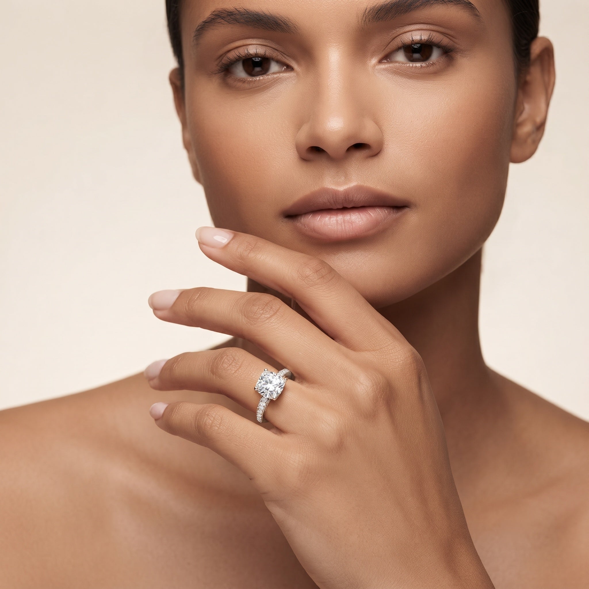 4 Carat Engagement Ring with IGI Certified Cushion Cut Lab Grown Diamond Lab - ( E-VS1 ) - Rosec Jewels