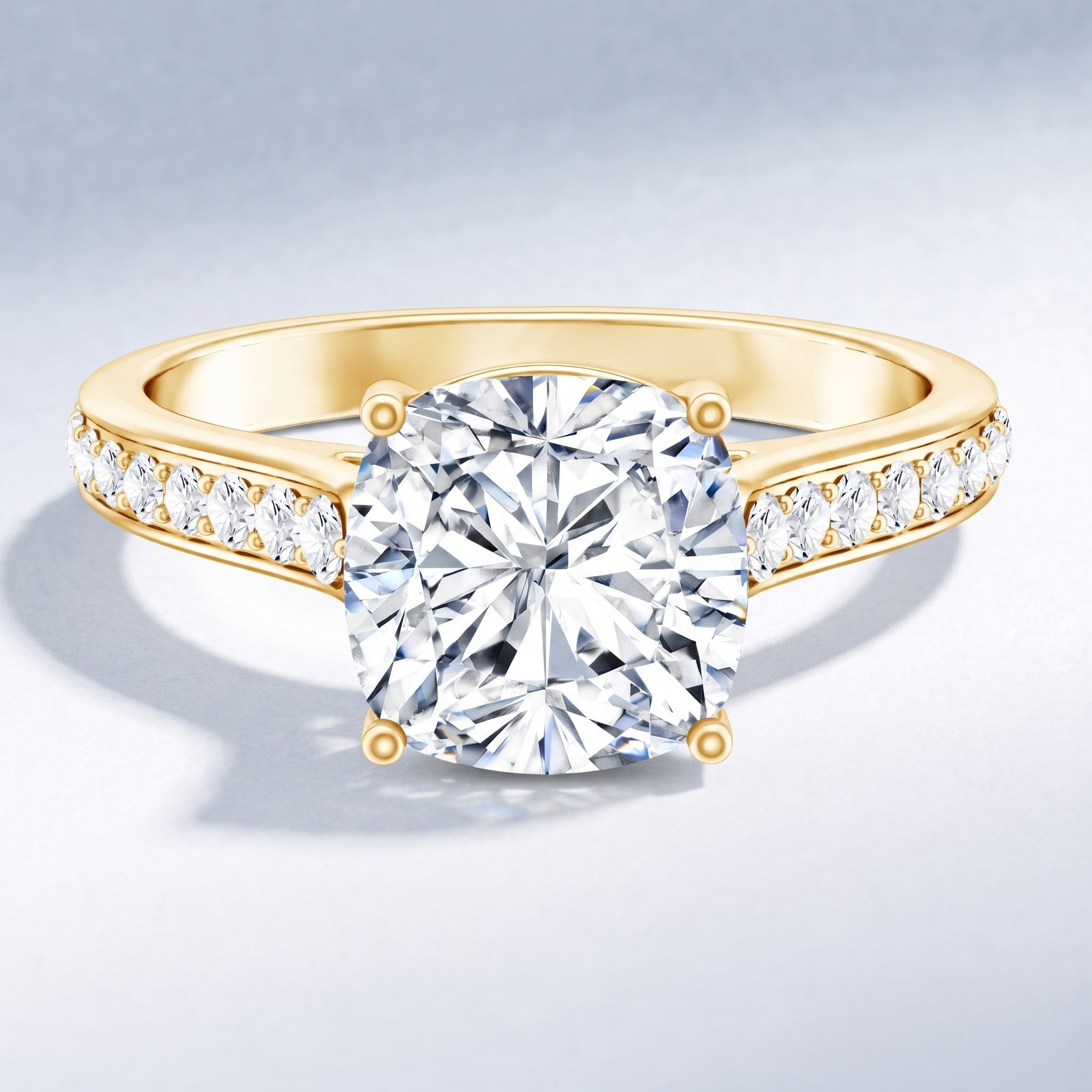 4 Carat Engagement Ring with IGI Certified Cushion Cut Lab Grown Diamond Lab - ( E-VS1 ) - Rosec Jewels