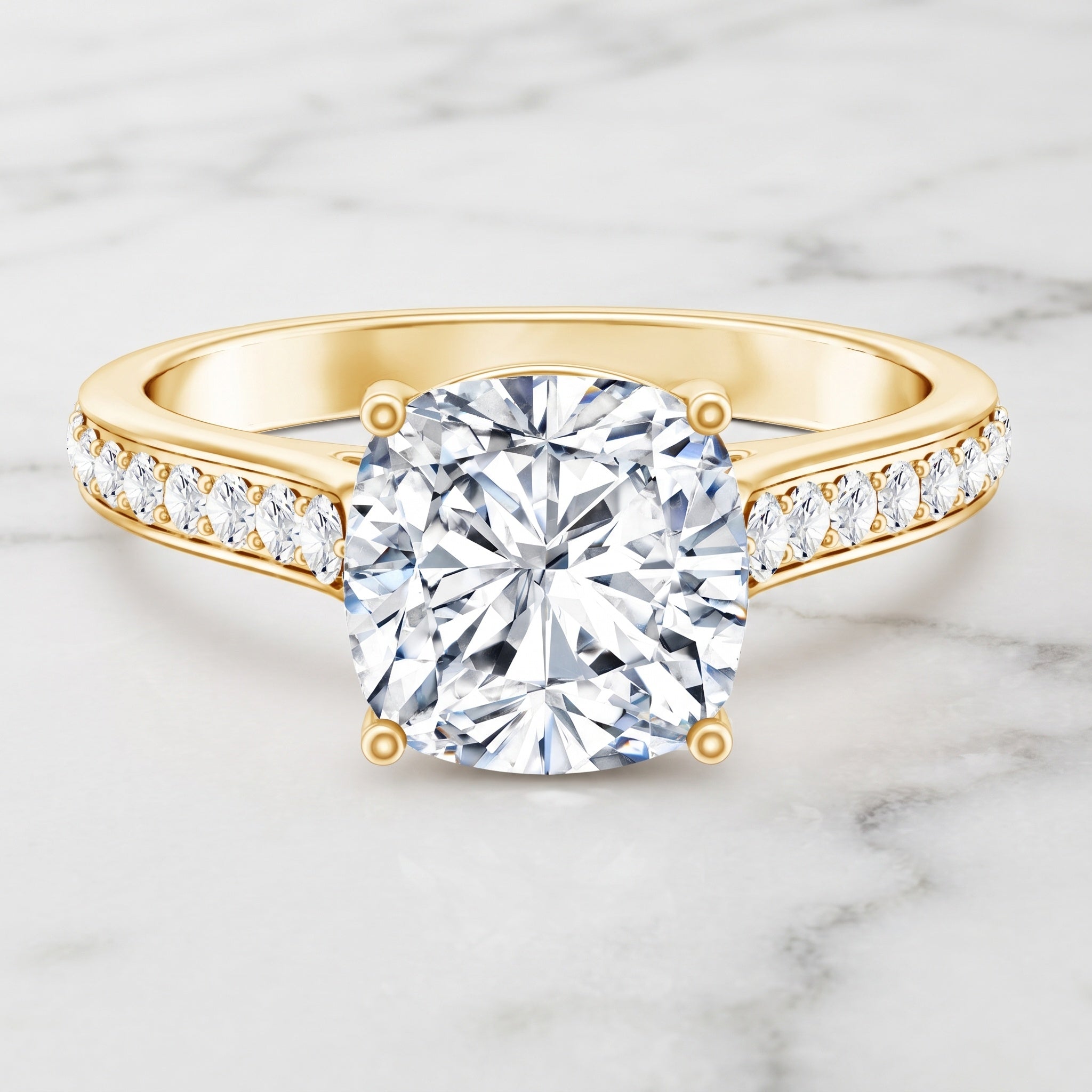 4 Carat Engagement Ring with IGI Certified Cushion Cut Lab Grown Diamond Lab - ( E-VS1 ) - Rosec Jewels
