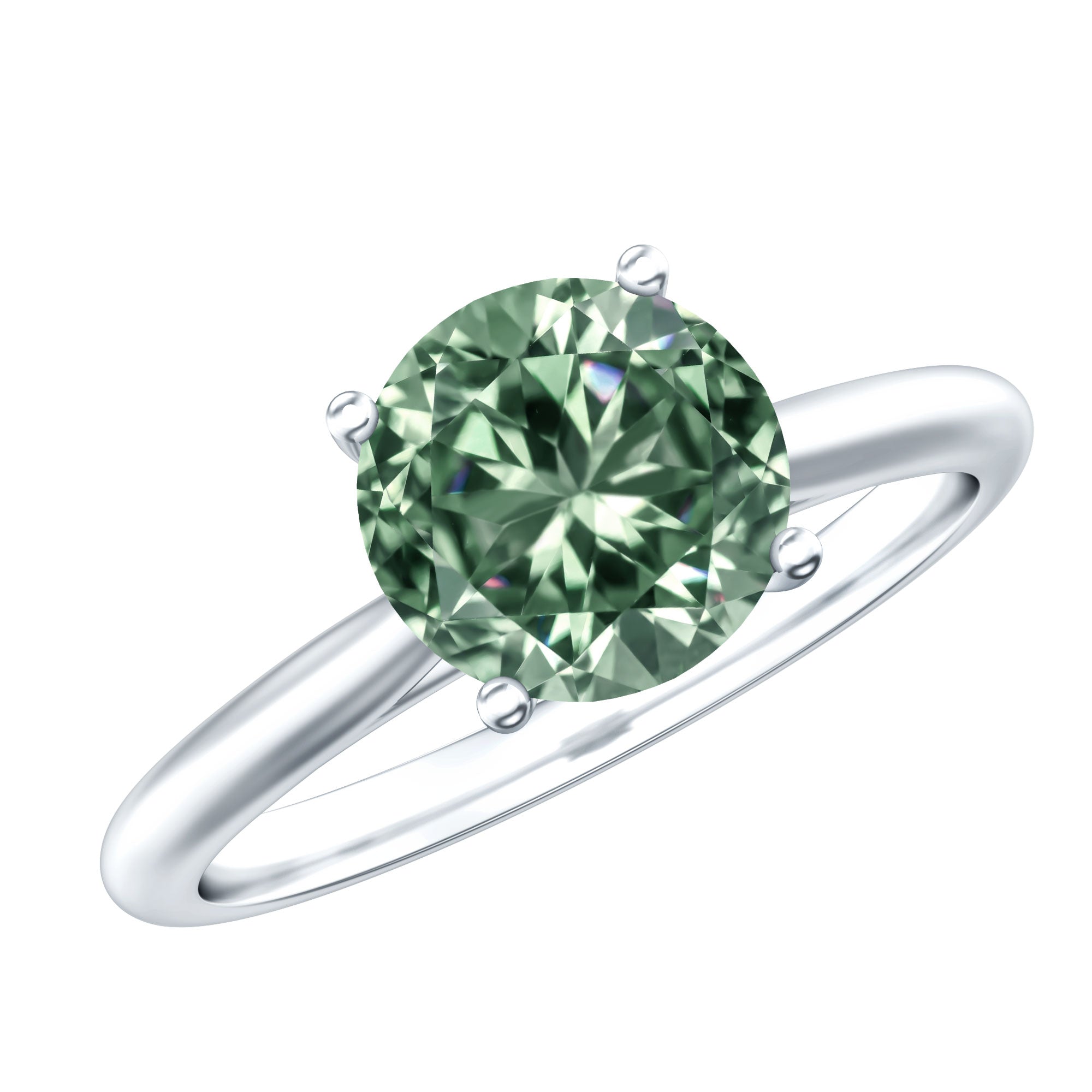 Solitaire 2 Carat Engagement Ring with IGI Certified Lab Grown Green Diamond VS1 - Rosec Jewels