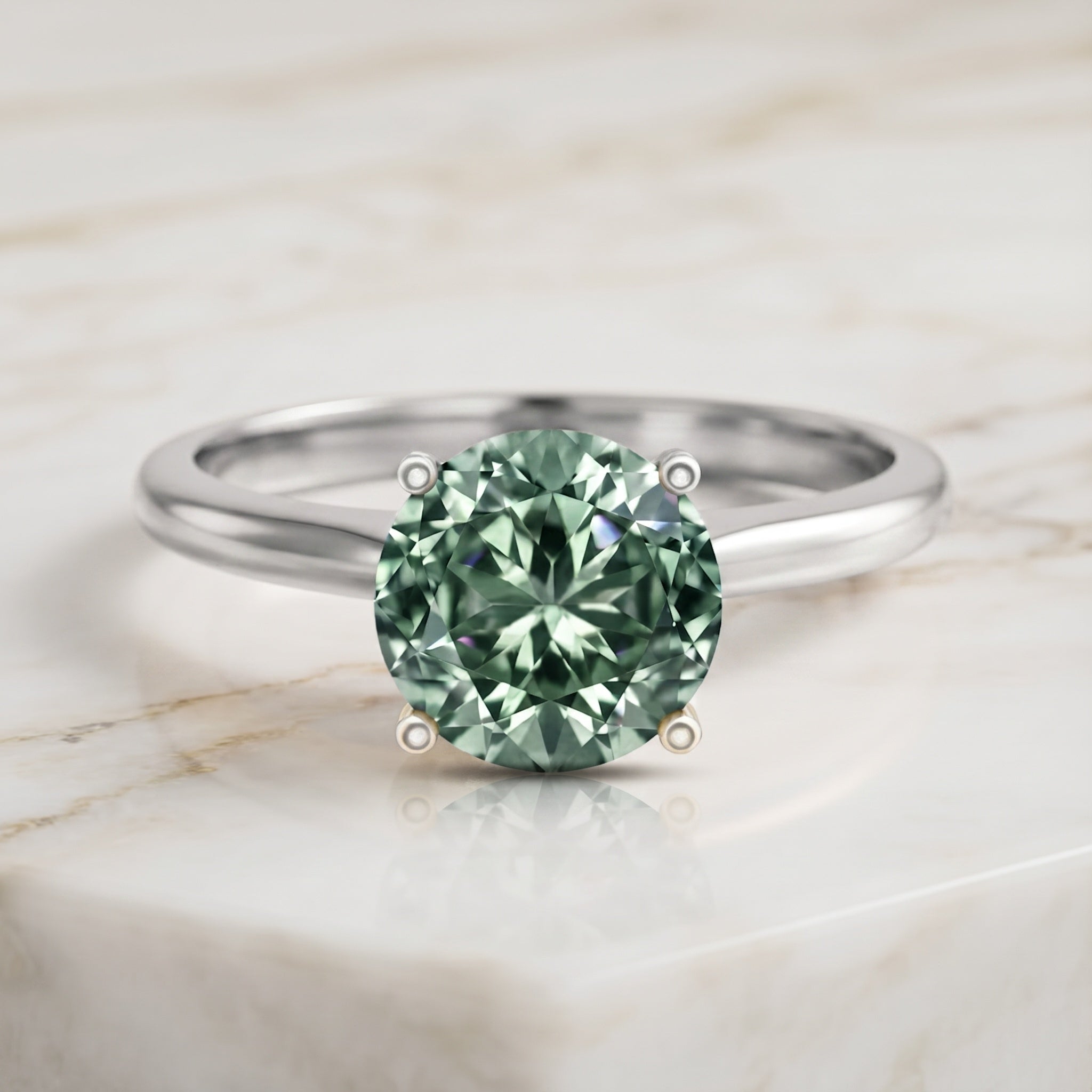 3 Carat Lab Grown Green Diamond Engagement Ring with IGI Certificate Vivid Green - VS1 - Rosec Jewels