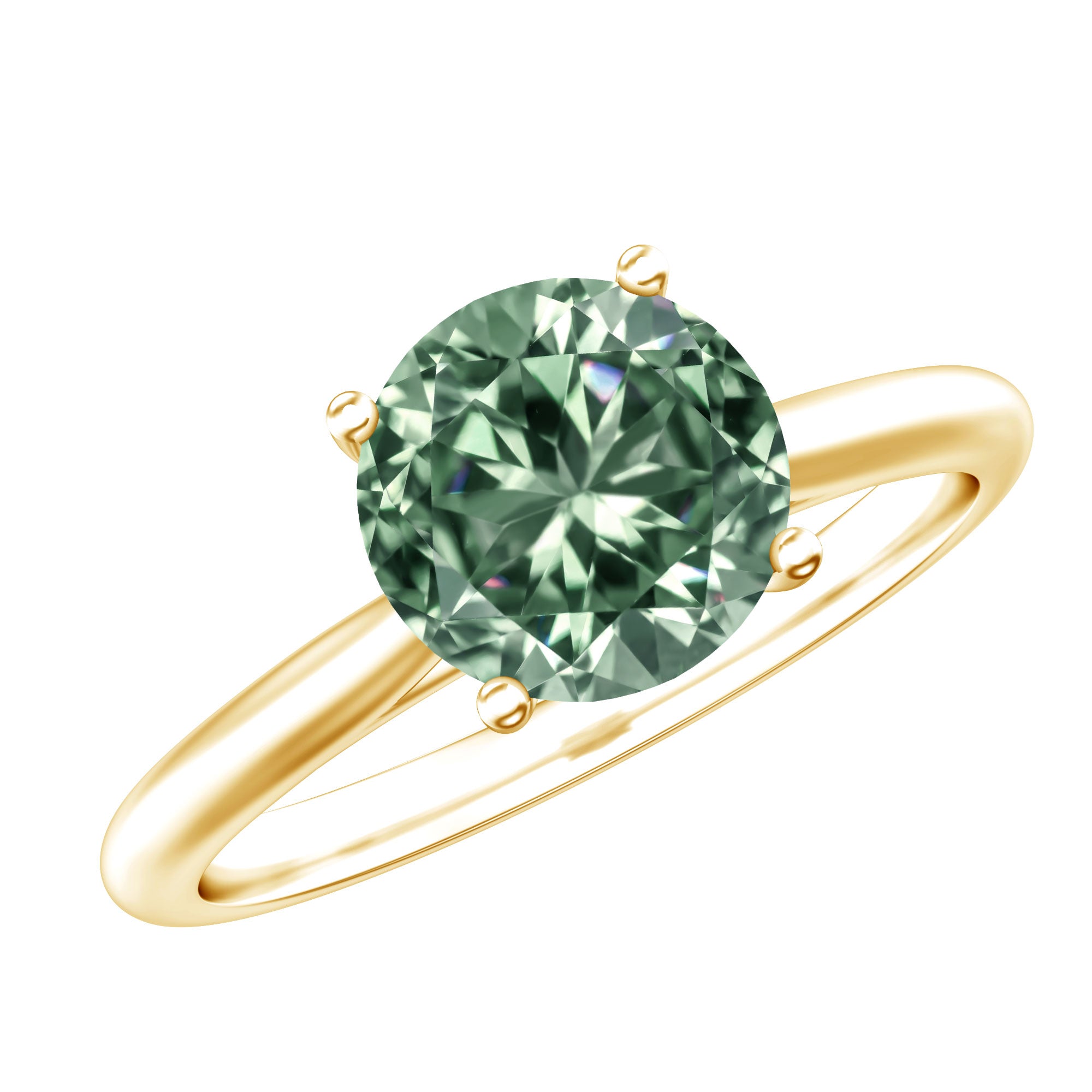 3 Carat Lab Grown Green Diamond Engagement Ring with IGI Certificate Vivid Green - VS1 - Rosec Jewels