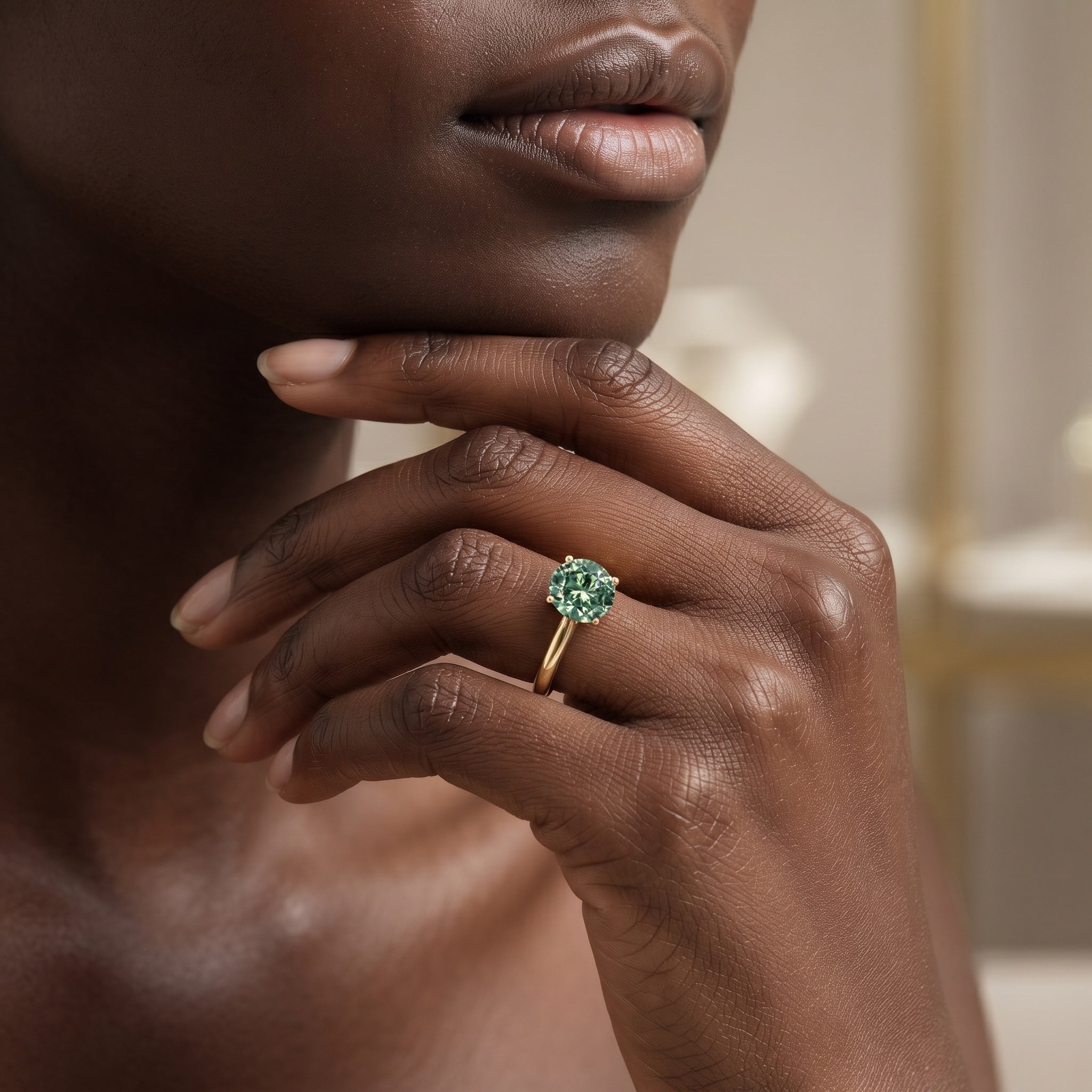 3 Carat Lab Grown Green Diamond Engagement Ring with IGI Certificate Vivid Green - VS1 - Rosec Jewels