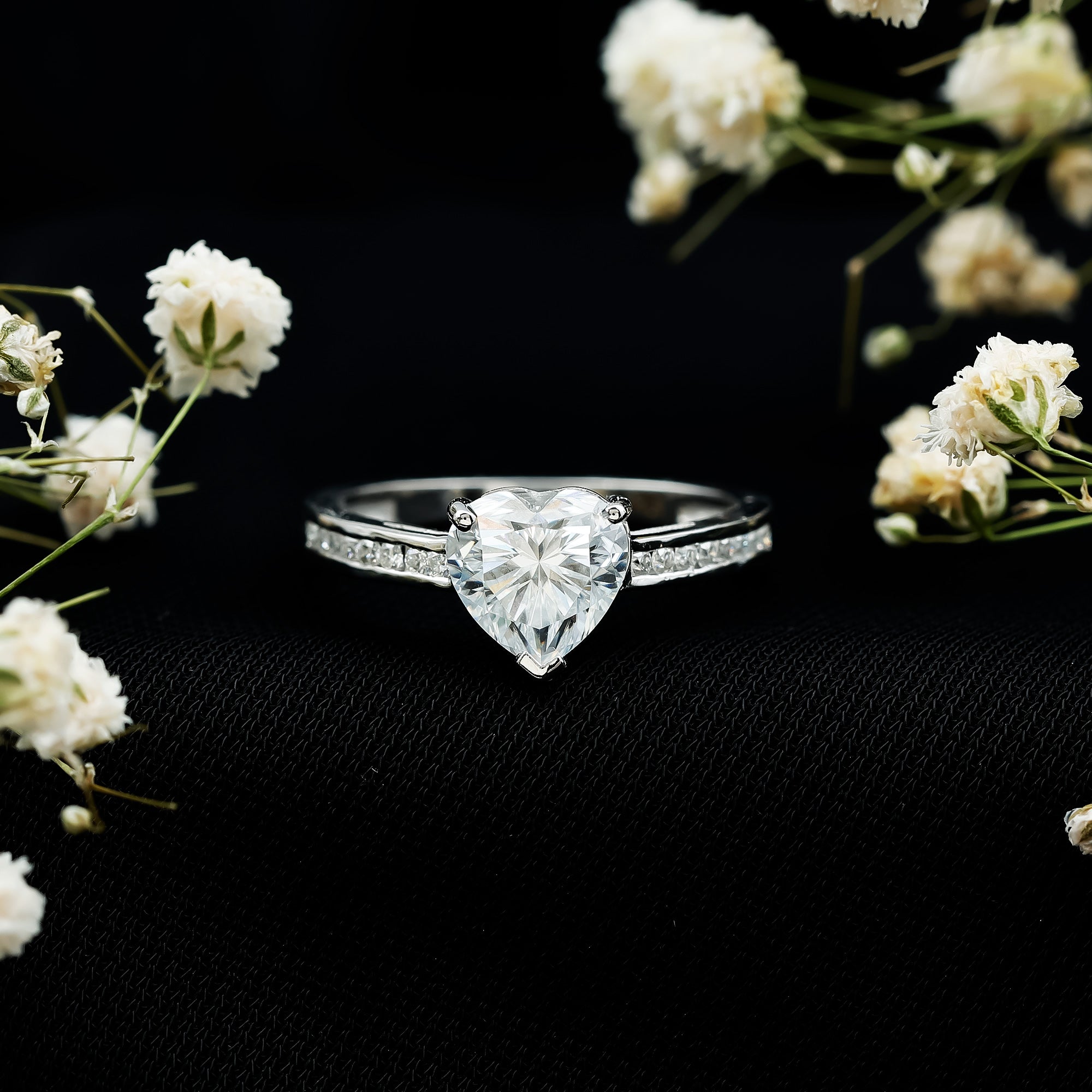 IGI Certified 2 Carat Lab Grown Diamond Heart Engagement Ring for Women Lab - ( E-VS1 ) - Rosec Jewels