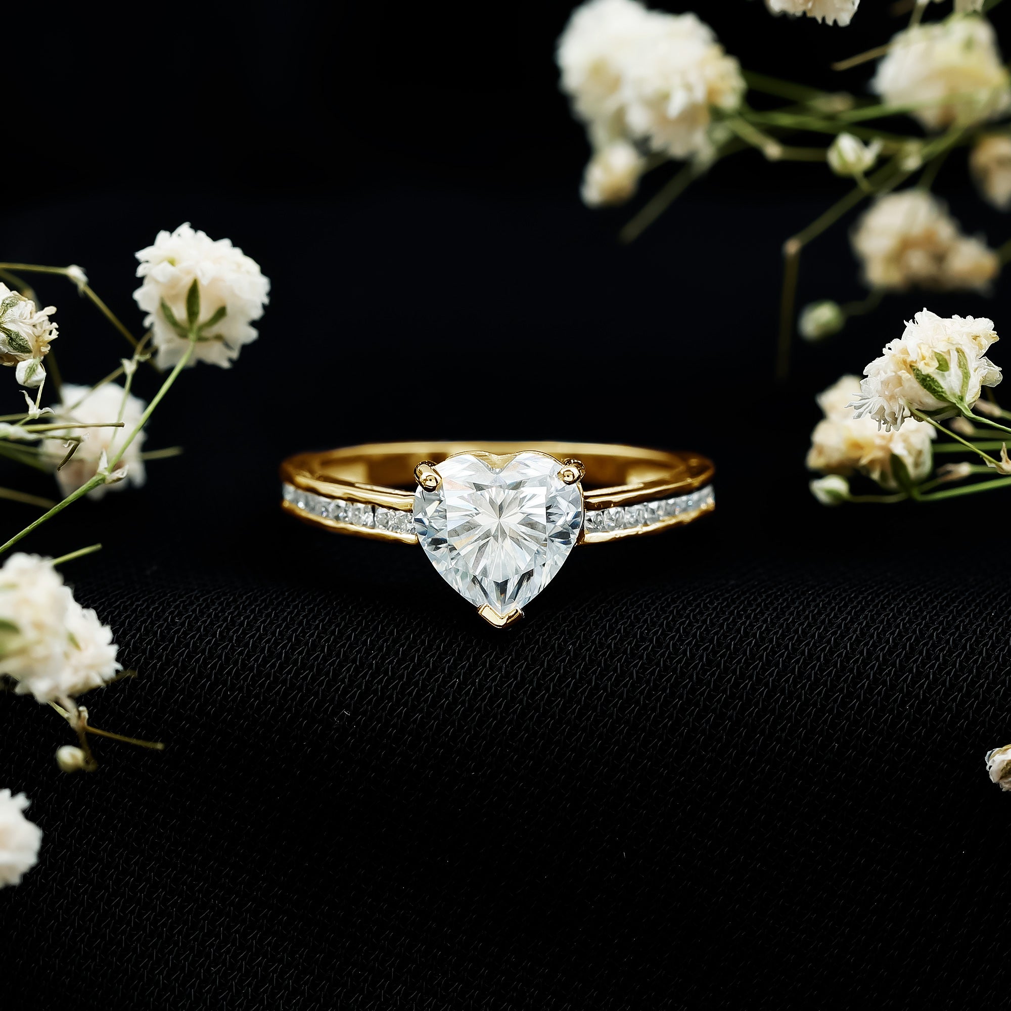 IGI Certified 2 Carat Lab Grown Diamond Heart Engagement Ring for Women Lab - ( E-VS1 ) - Rosec Jewels