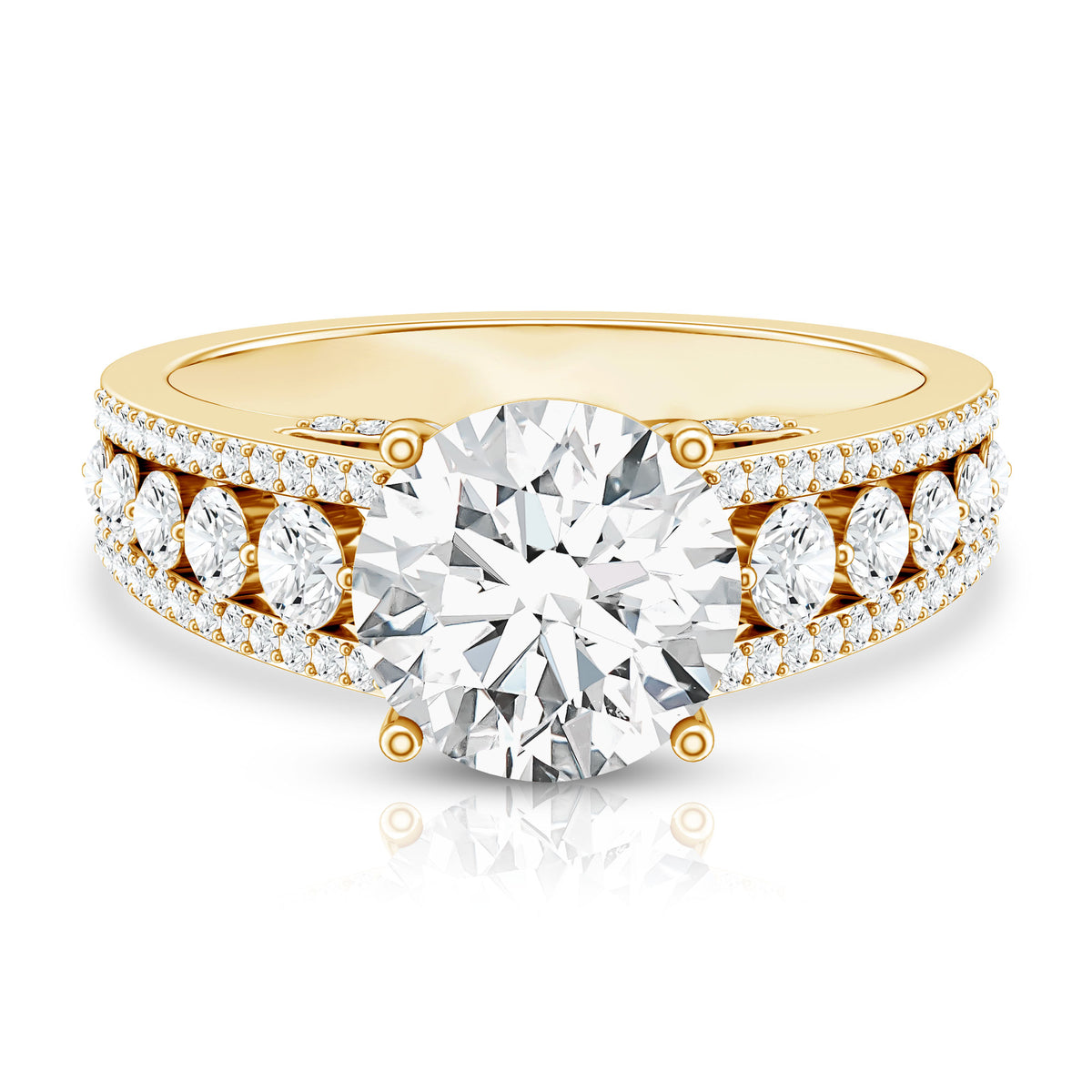 Rosec Jewels-IGI Certified 3 Carat Lab Diamond Statement Engagement Ring with Side Stones