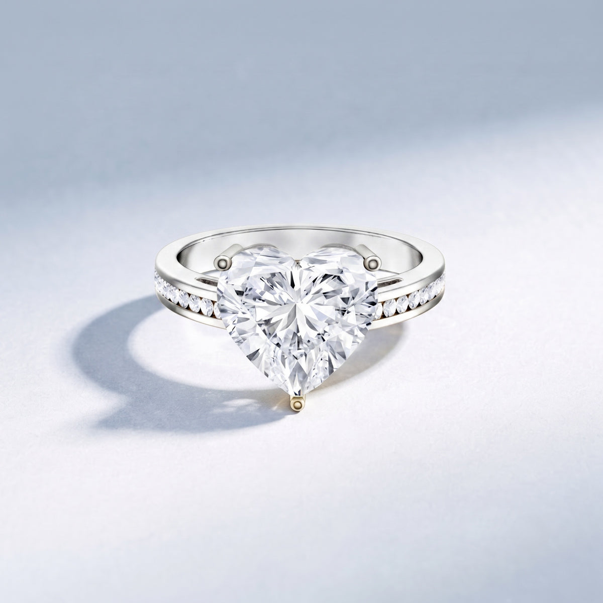 IGI Certified 5 Carat Lab Grown Diamond Heart Engagement Ring with Side Stones Lab - ( E-VS1 ) - Rosec Jewels