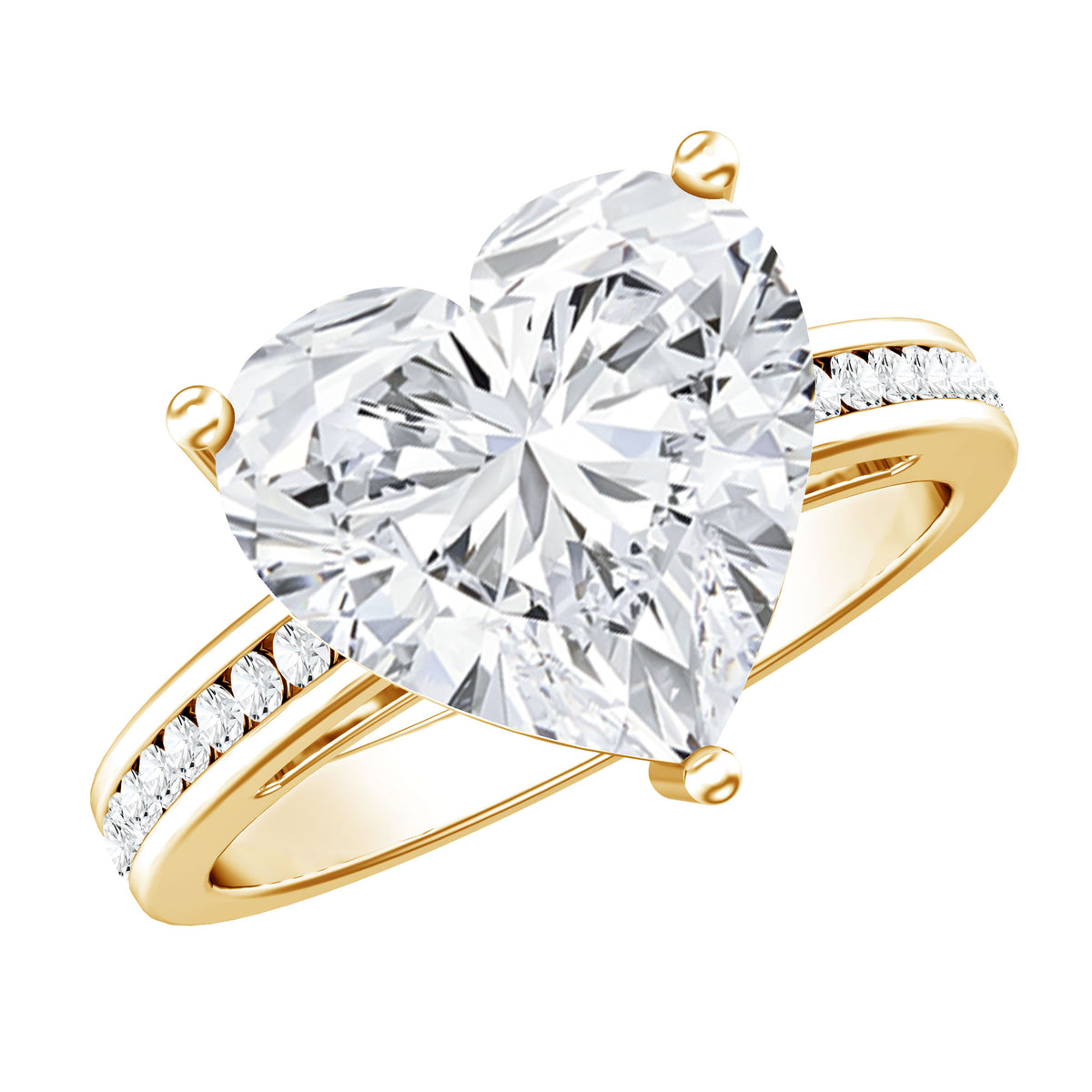 IGI Certified 5 Carat Lab Grown Diamond Heart Engagement Ring with Side Stones Lab - ( E-VS1 ) - Rosec Jewels