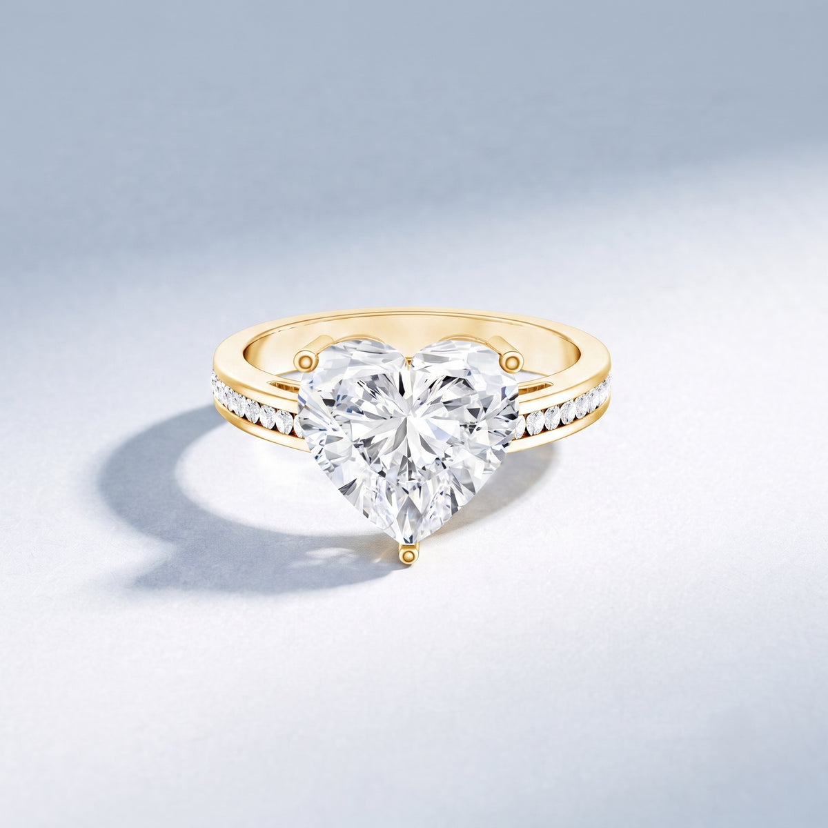 IGI Certified 5 Carat Lab Grown Diamond Heart Engagement Ring with Side Stones Lab - ( E-VS1 ) - Rosec Jewels