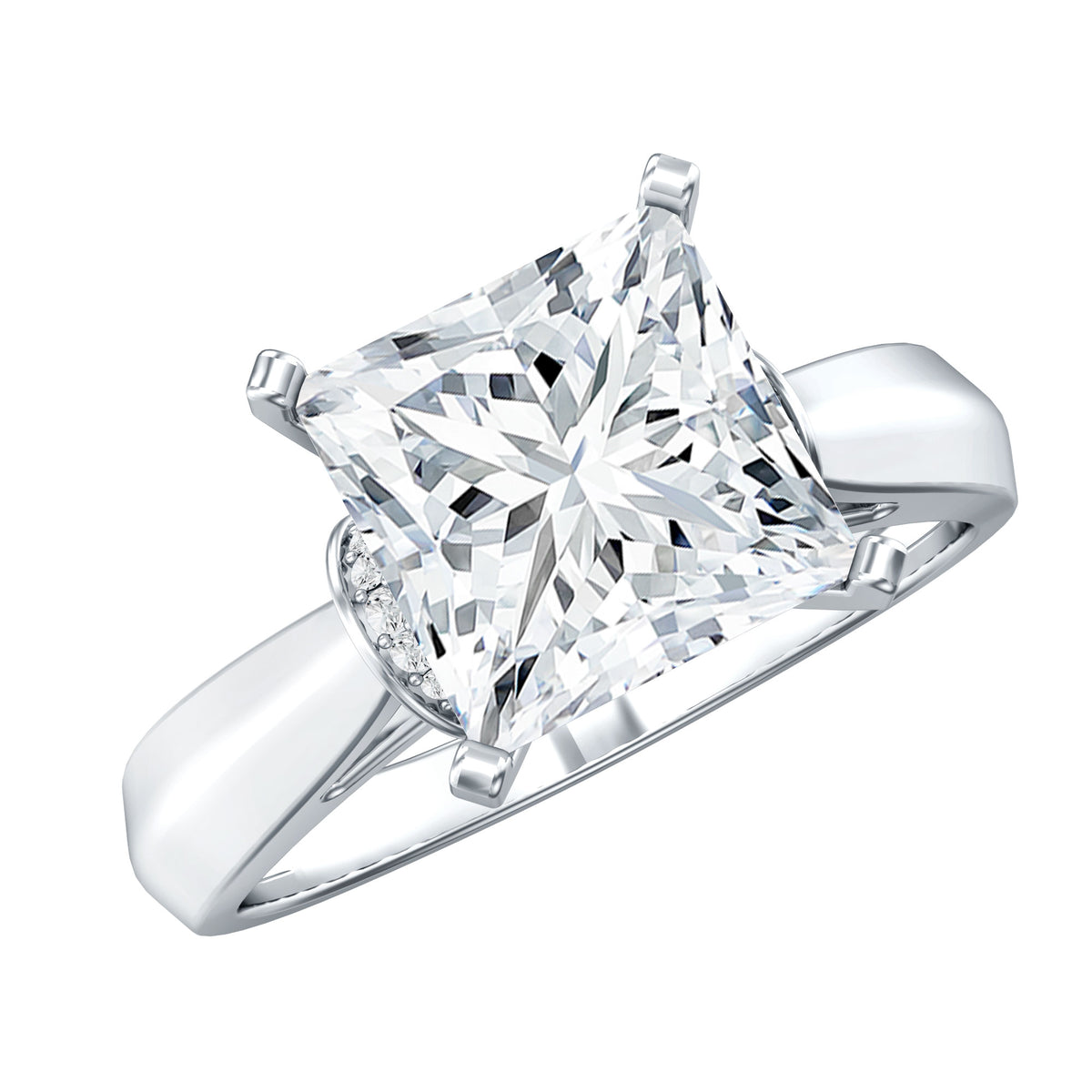 Lab Grown 4 Carat Diamond Princess Cut Engagement Ring with IGI Certificate