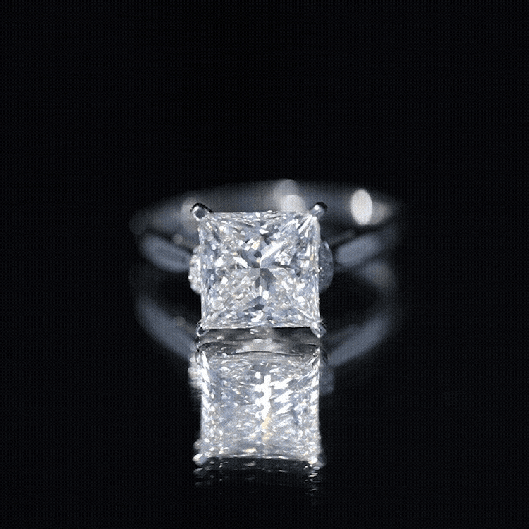 Huge 5 Carat Princess Cut Engagement Ring with IGI Certified Solitaire Lab Grown Diamond Lab - ( E-VS1 ) - Rosec Jewels