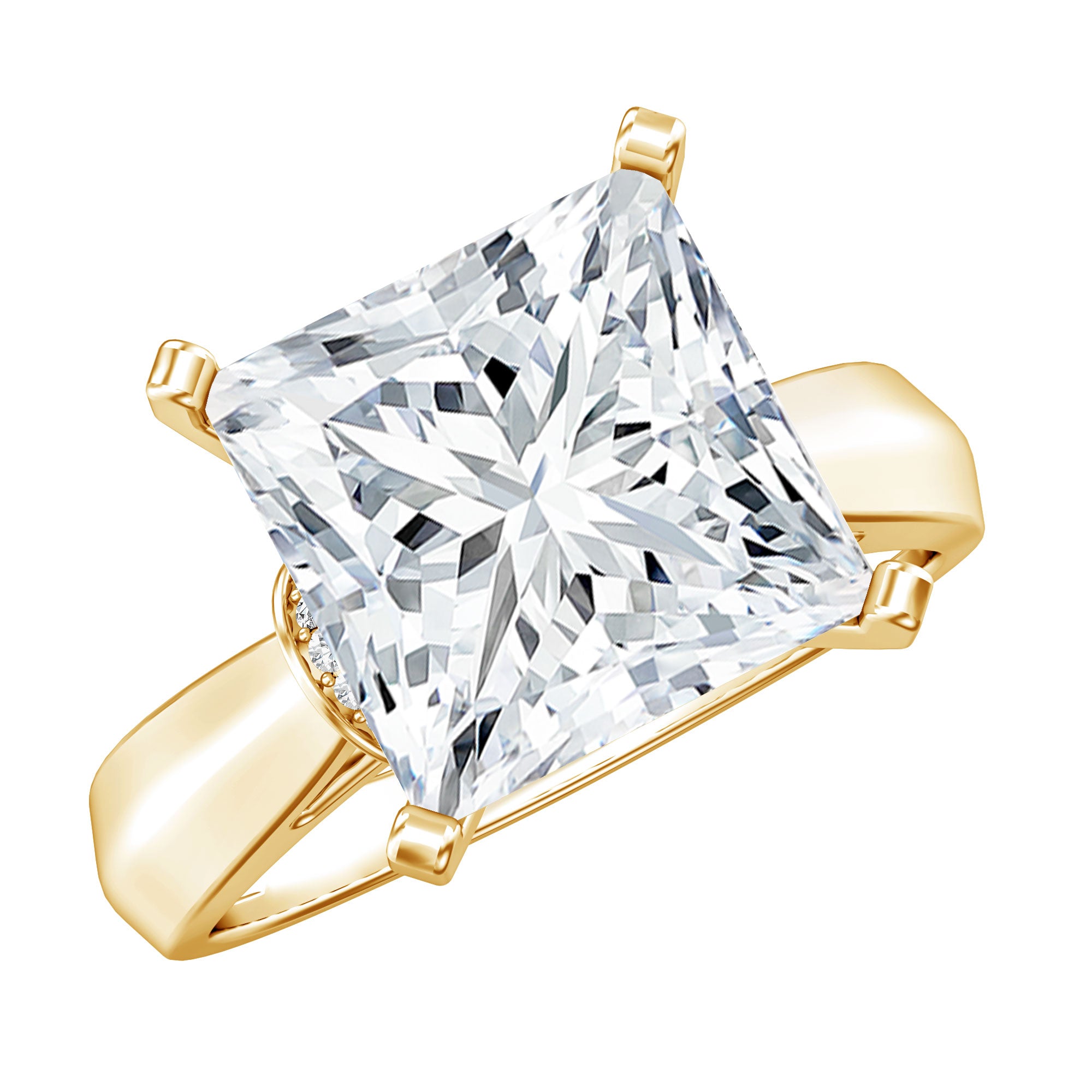 Huge 5 Carat Princess Cut Engagement Ring with IGI Certified Solitaire Lab Grown Diamond Lab - ( E-VS1 ) - Rosec Jewels