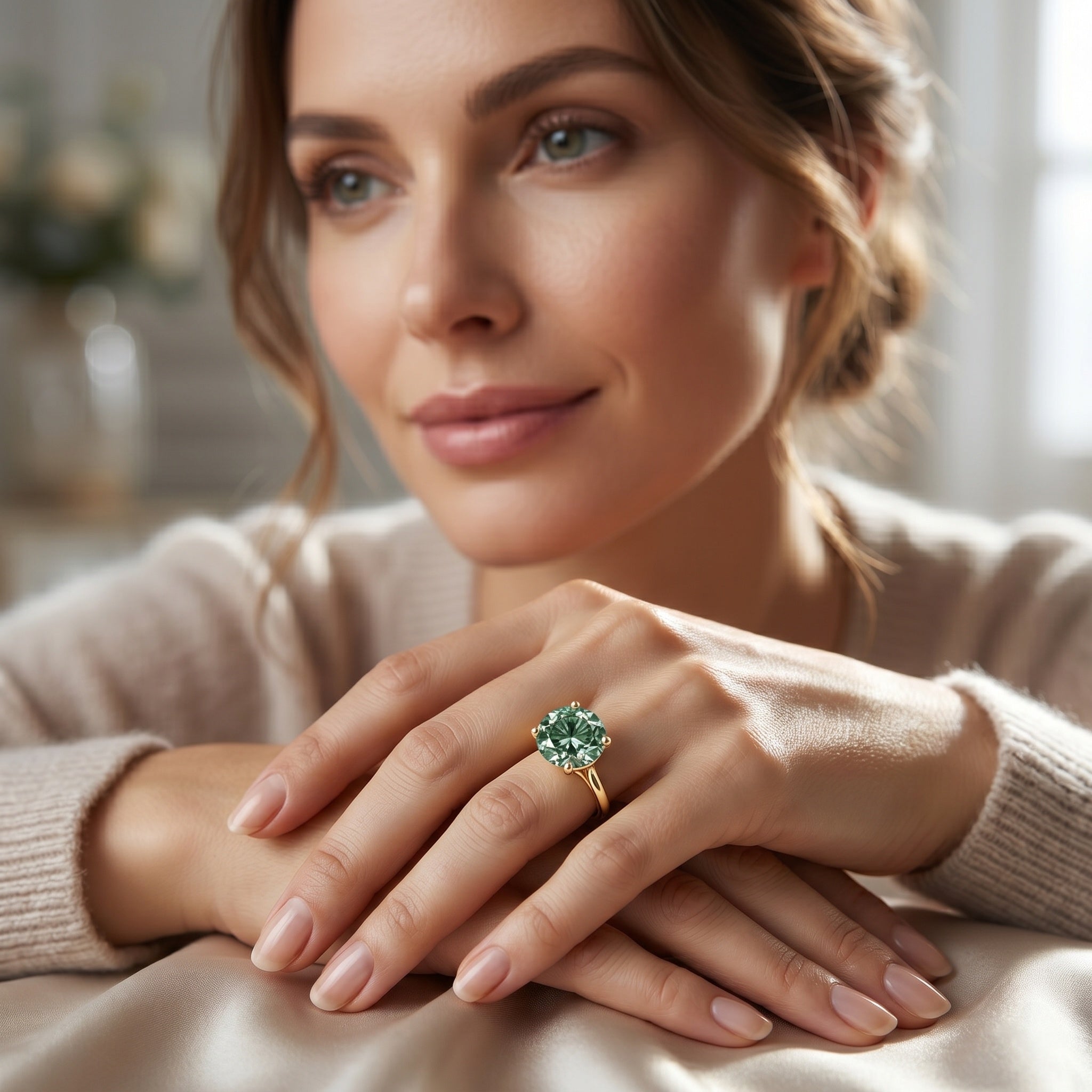 IGI Certified Huge Lab Grown Green Diamond Solitaire Engagement Ring 5 Carat Vivid Green - VS1 - Rosec Jewels